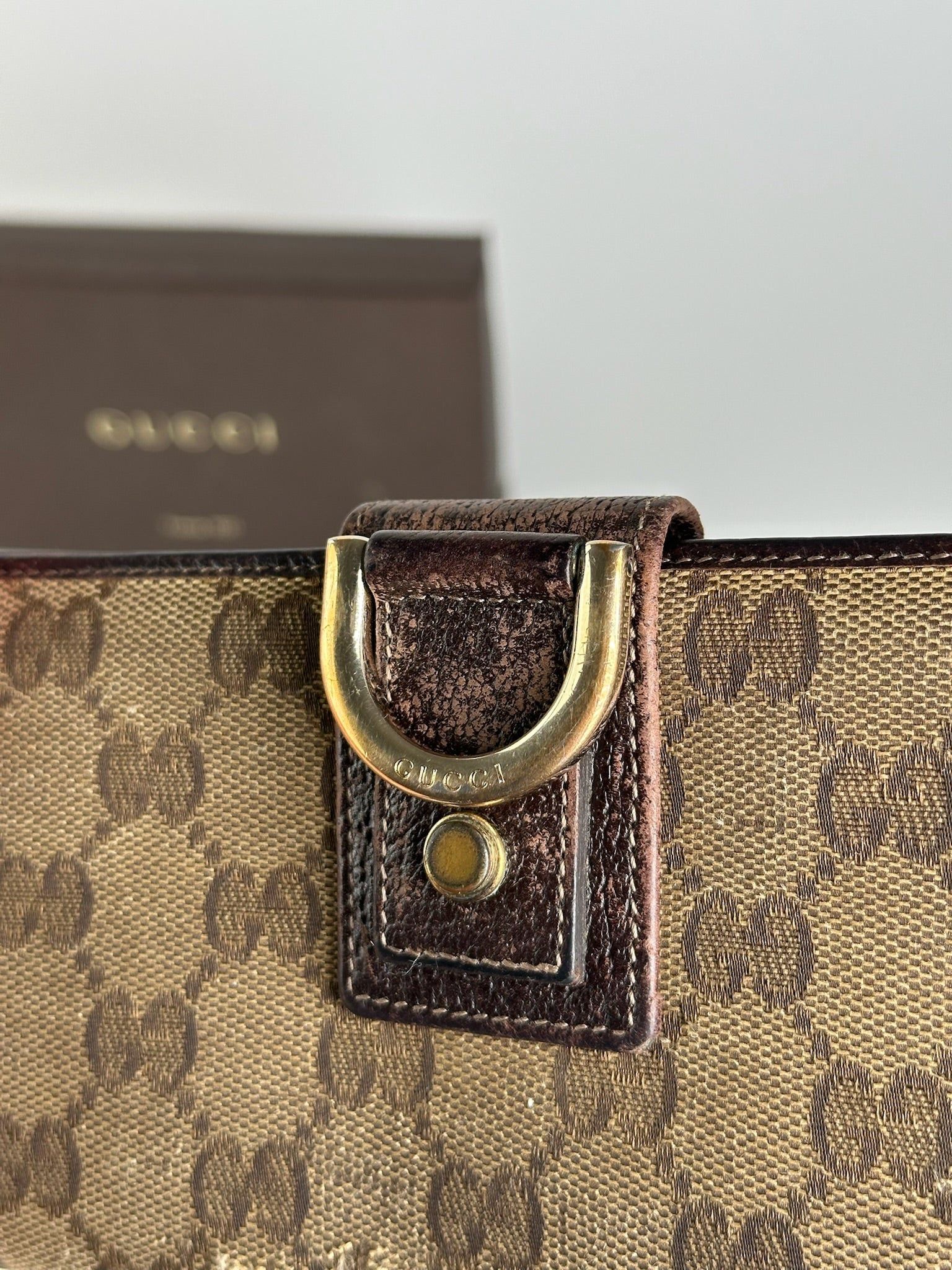 Gucci Vintage Monogram Leather wallet beige brown Size ONE SIZE - 5 Thumbnail