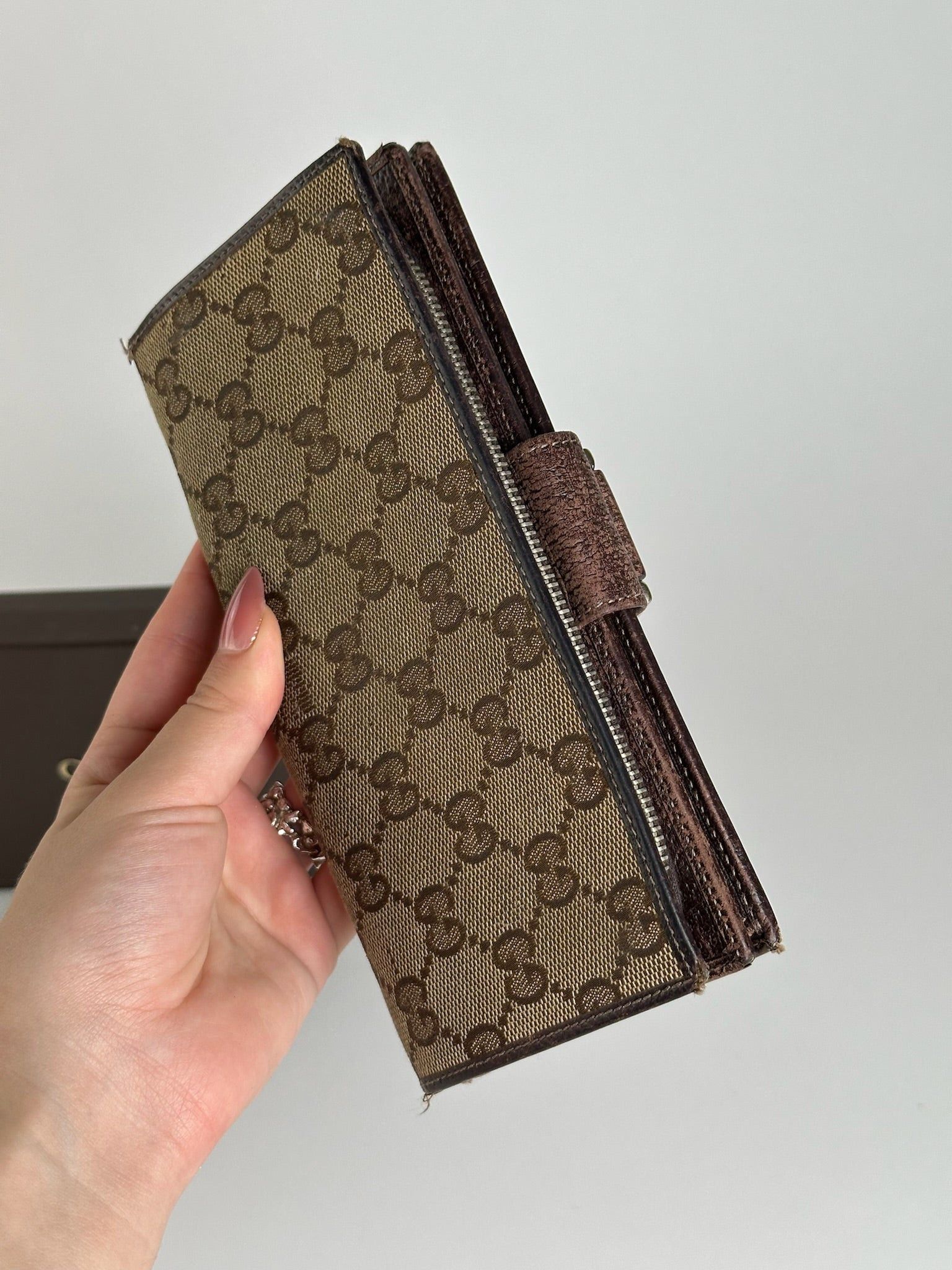 Gucci Vintage Monogram Leather wallet beige brown Size ONE SIZE - 6 Thumbnail