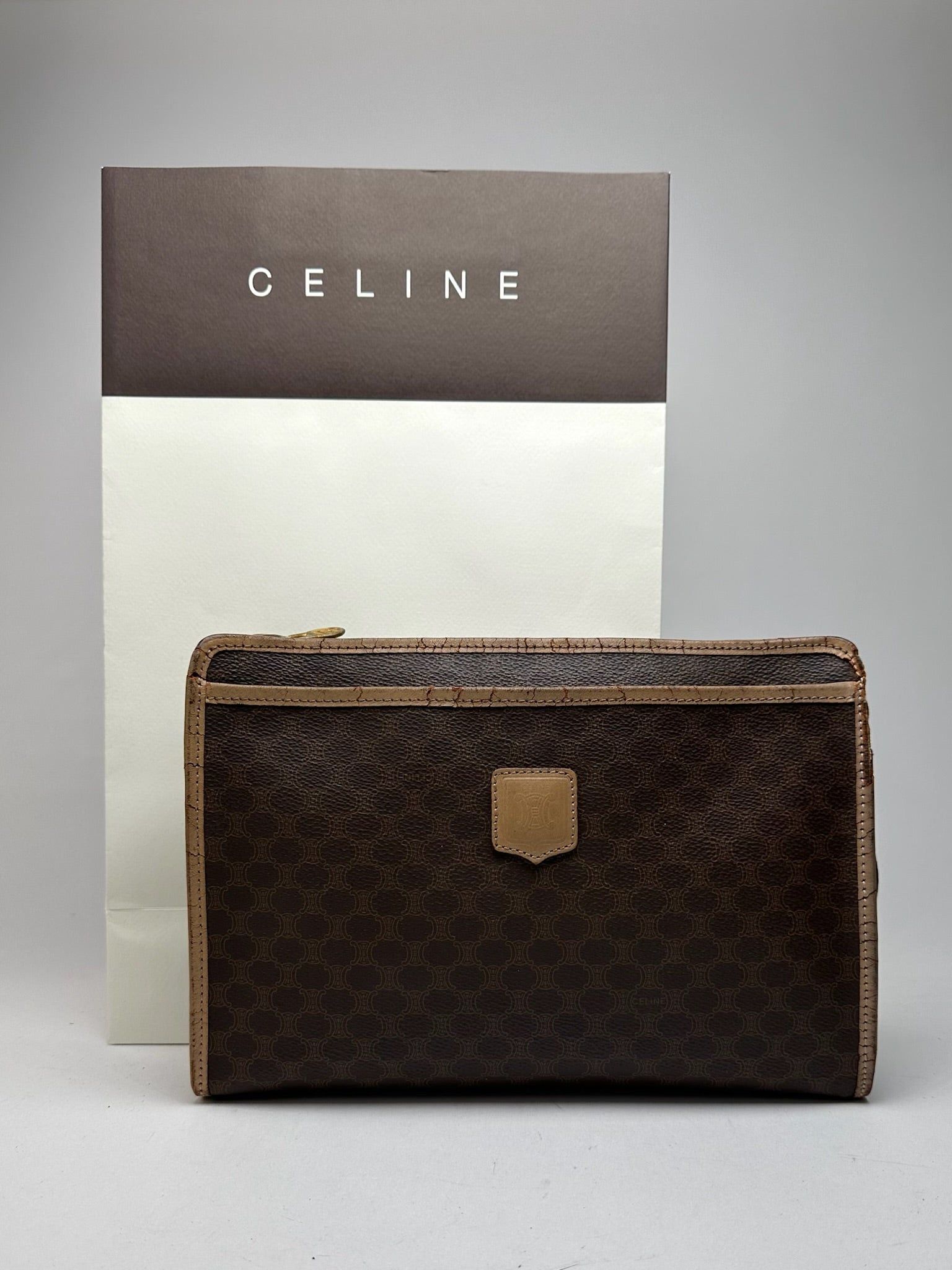 Celine Vintage Paris Monogram Leather clutch brown Size ONE SIZE - 5 Thumbnail