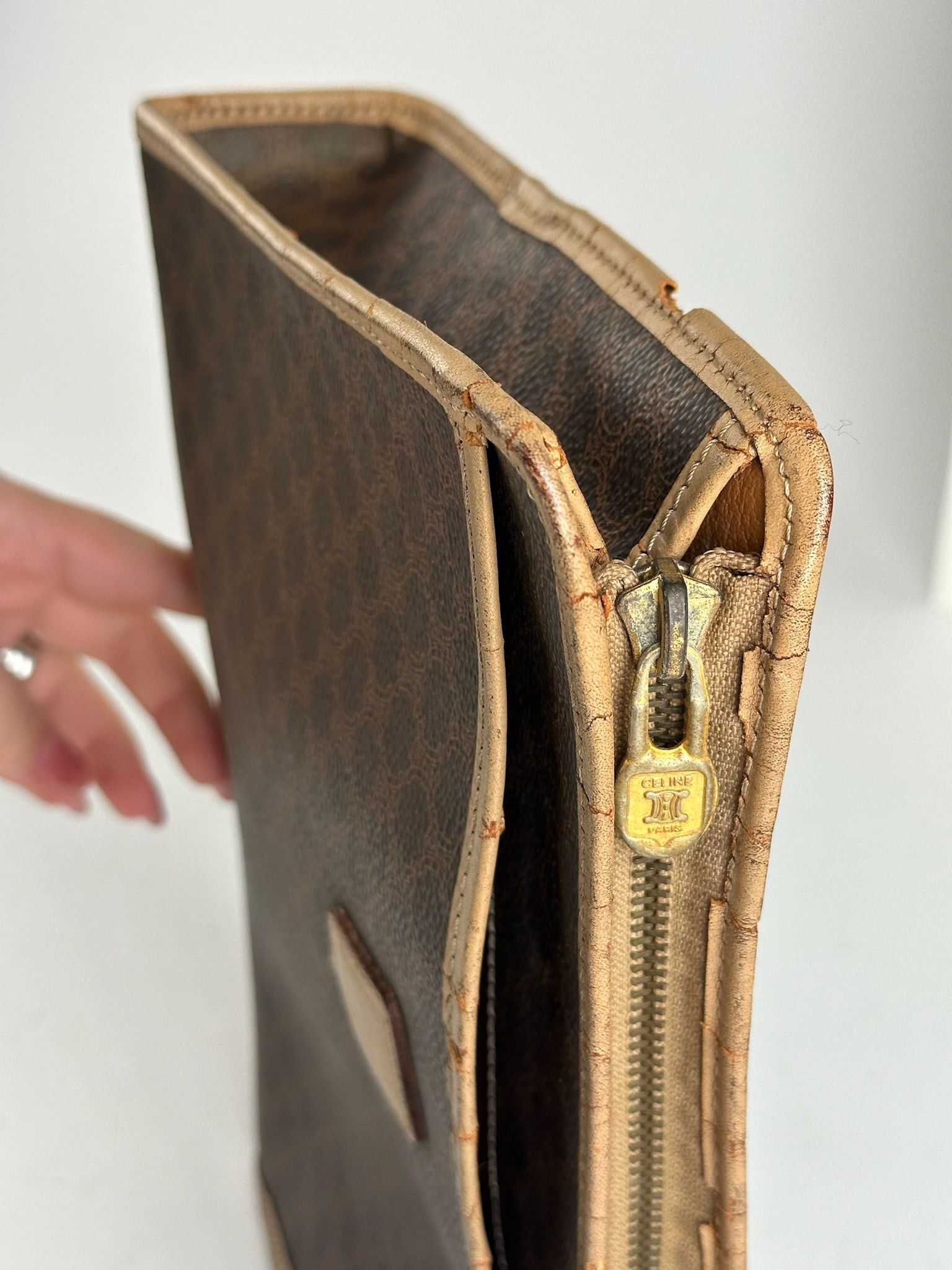 Celine Vintage Paris Monogram Leather clutch brown Size ONE SIZE - 3 Thumbnail