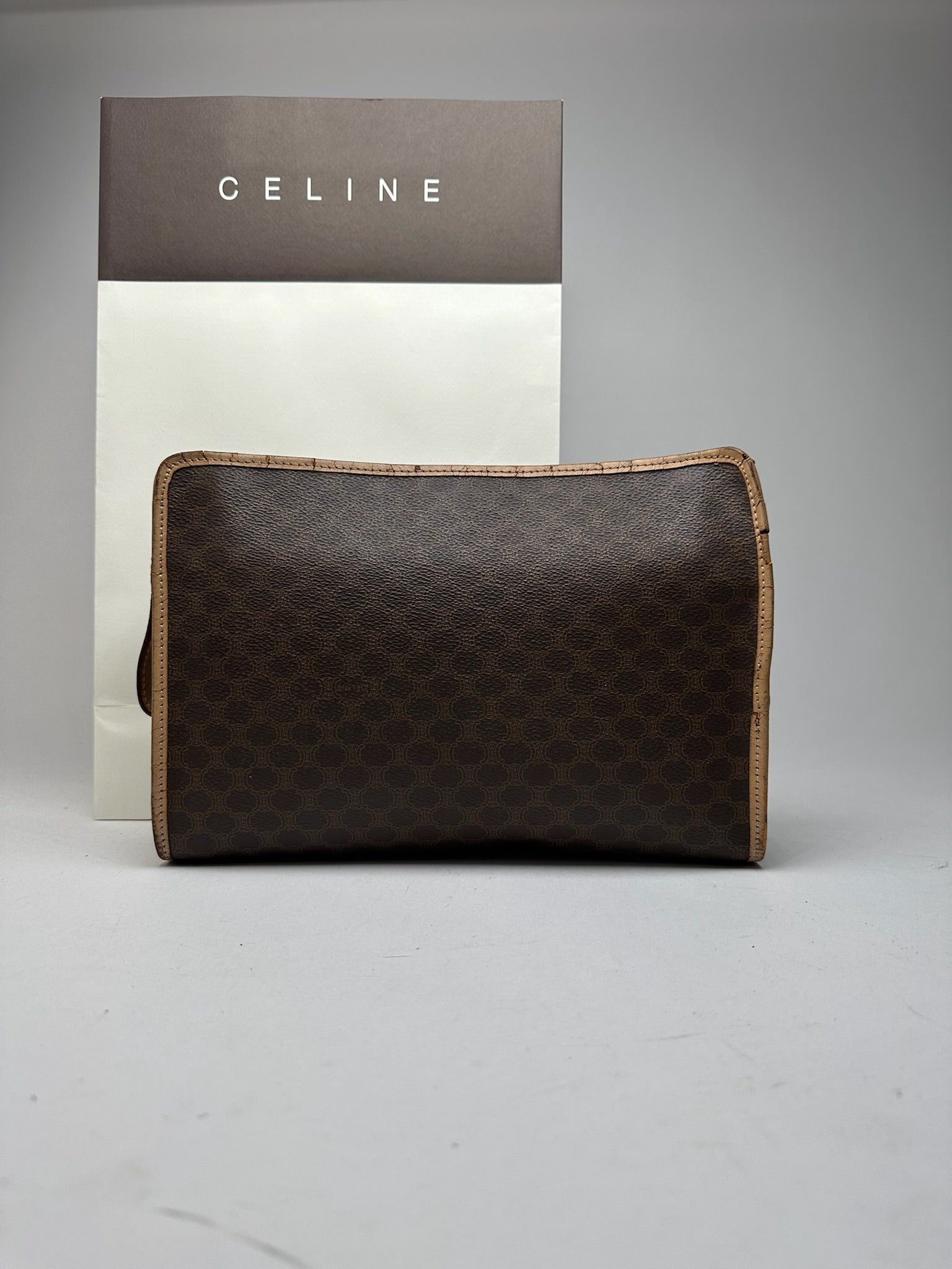 Celine Vintage Paris Monogram Leather clutch brown Size ONE SIZE - 2 Thumbnail