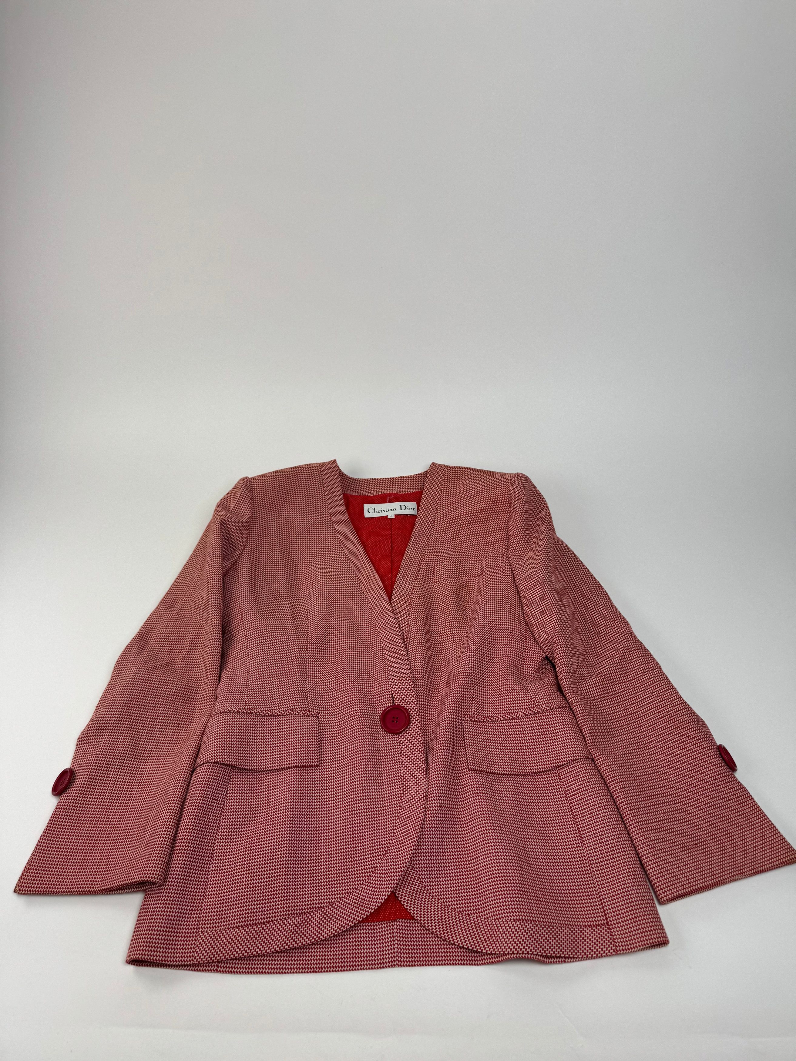 Dior Vintage Trenchcoat Blazer red white L Size L / US 10 / IT 46 - 4 Thumbnail
