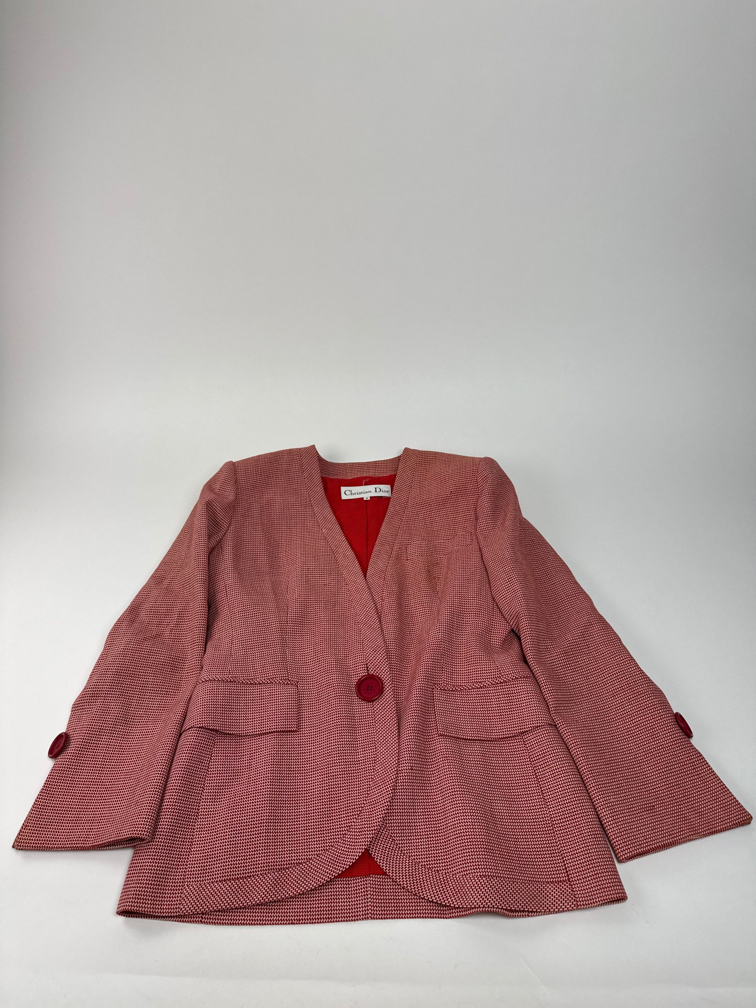 Dior Vintage Trenchcoat Blazer red white L Size L / US 10 / IT 46 - 13 Thumbnail