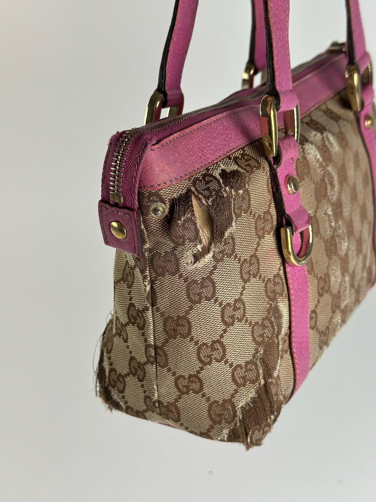 Gucci Vintage Monogram Cotton Bag Beige Purple Size ONE SIZE - 8 Thumbnail