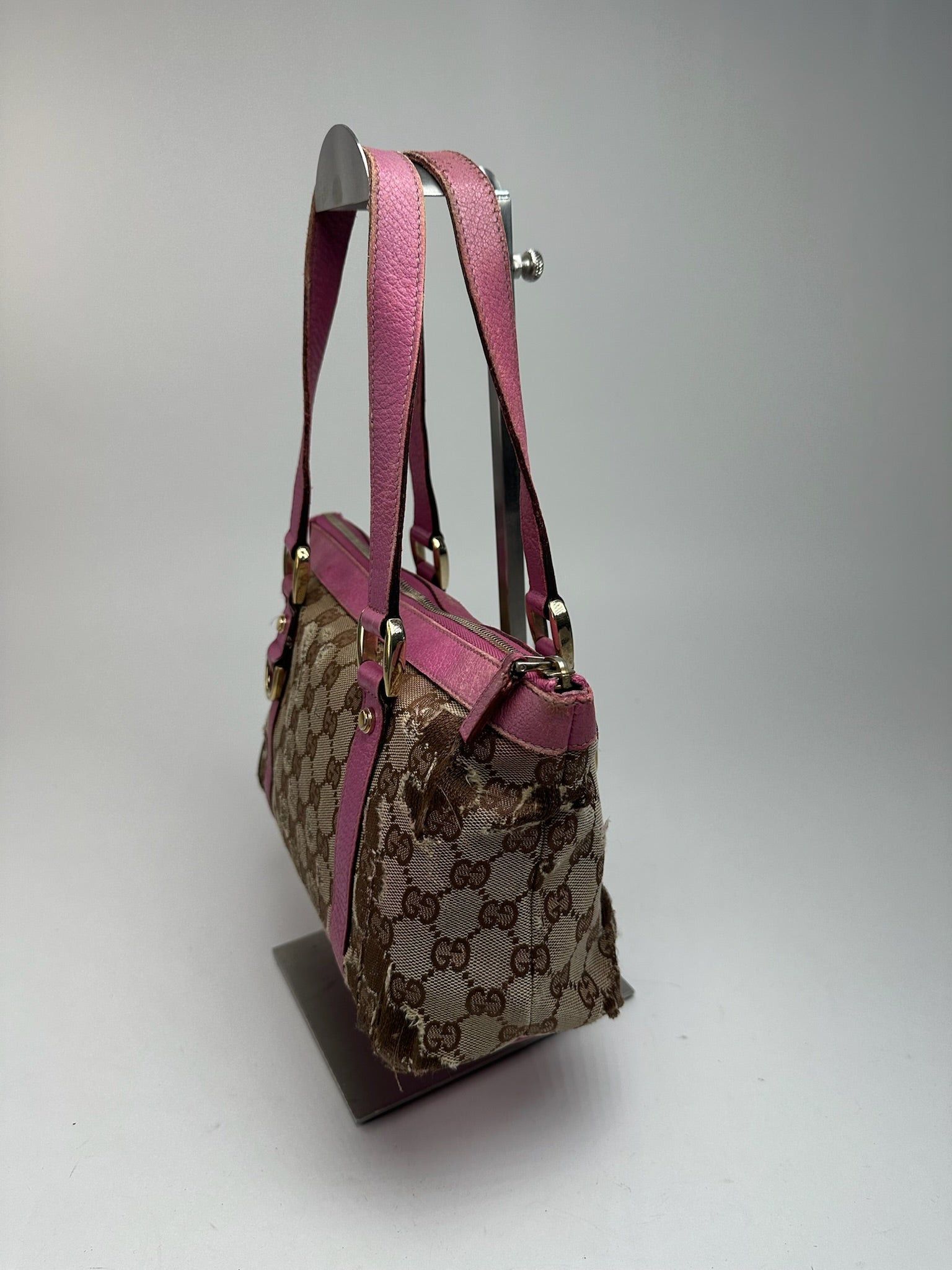 Gucci Vintage Monogram Cotton Bag Beige Purple Size ONE SIZE - 15 Thumbnail