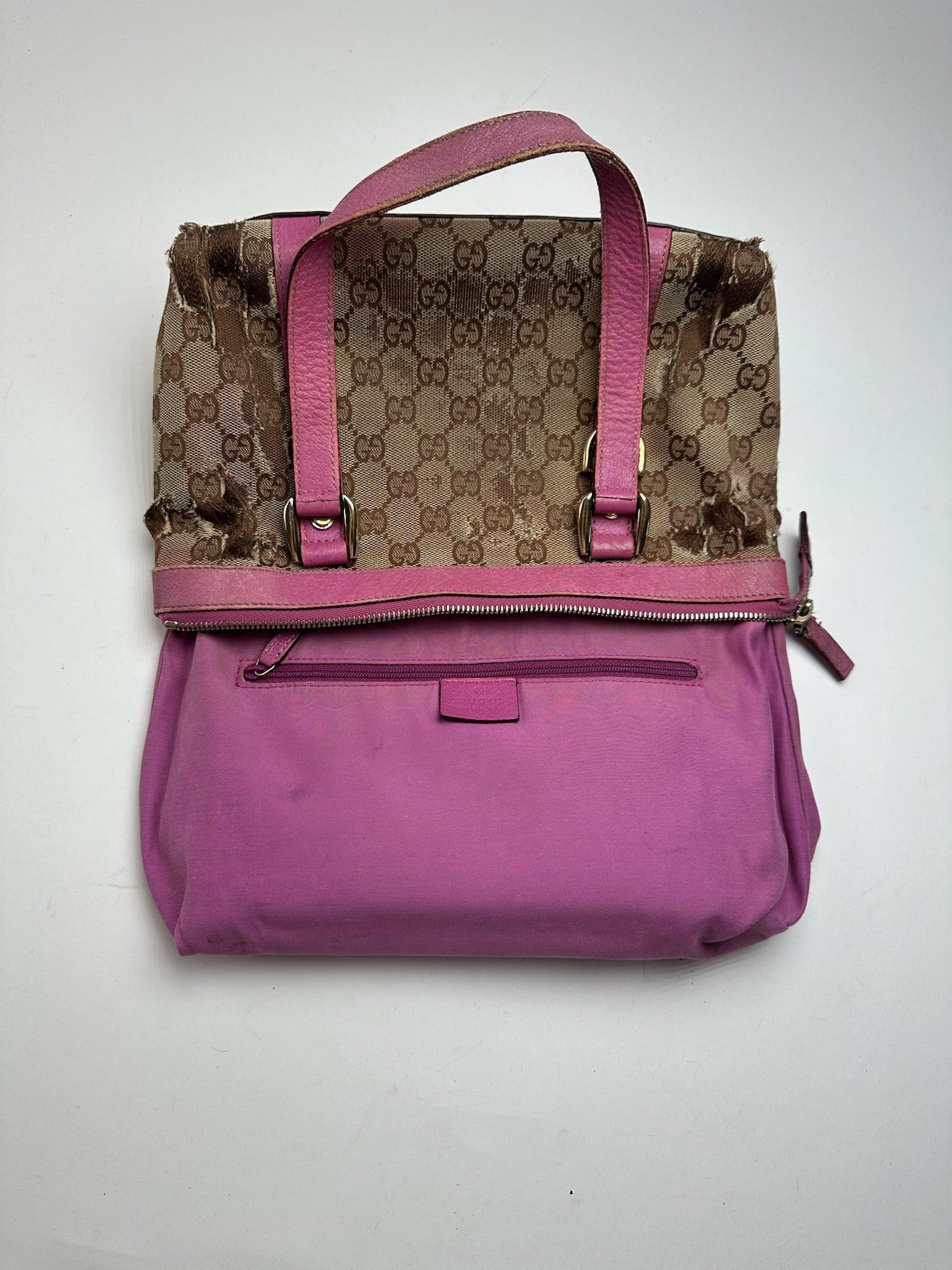 Gucci Vintage Monogram Cotton Bag Beige Purple Size ONE SIZE - 4 Thumbnail