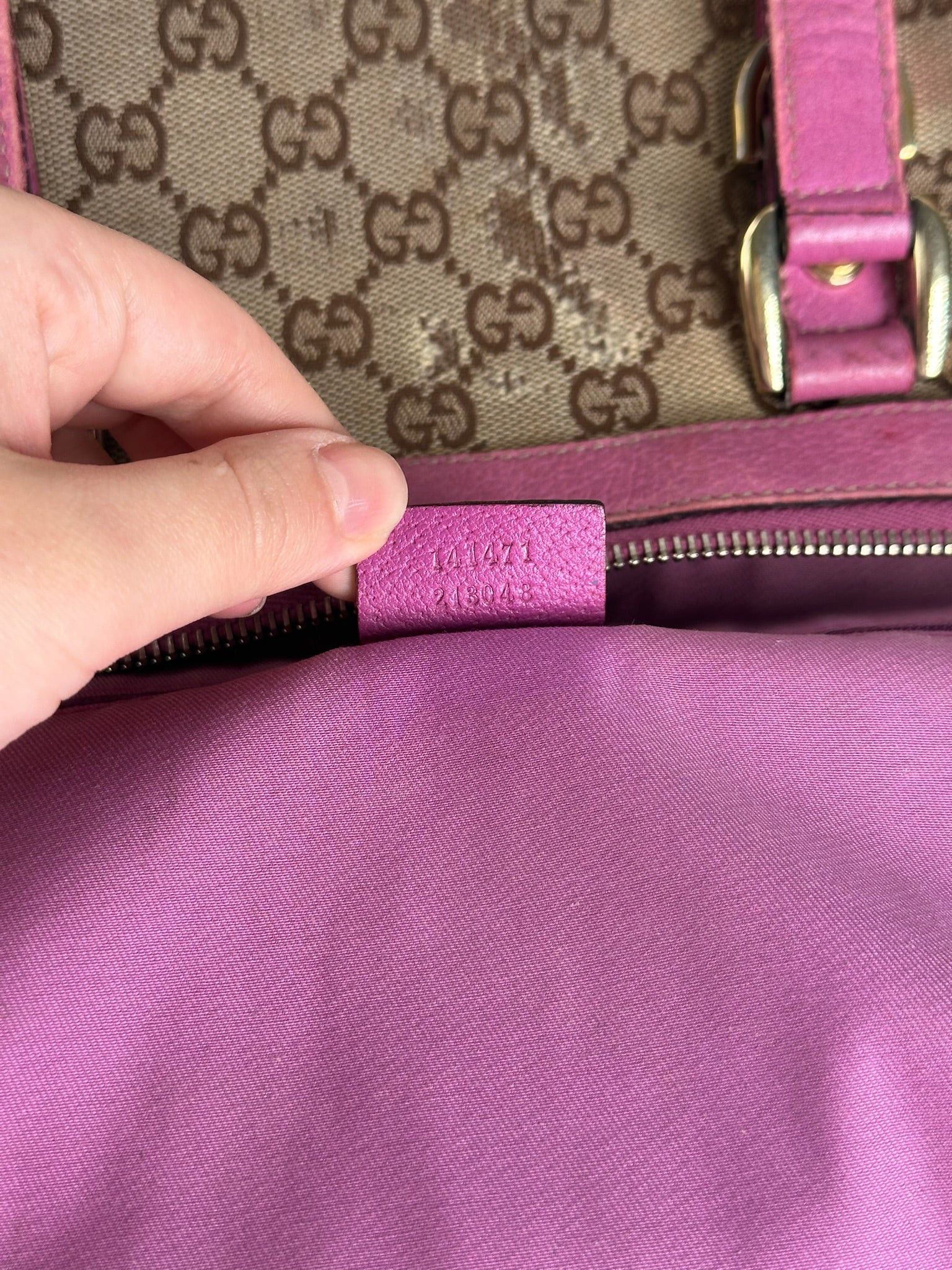 Gucci Vintage Monogram Cotton Bag Beige Purple Size ONE SIZE - 6 Thumbnail