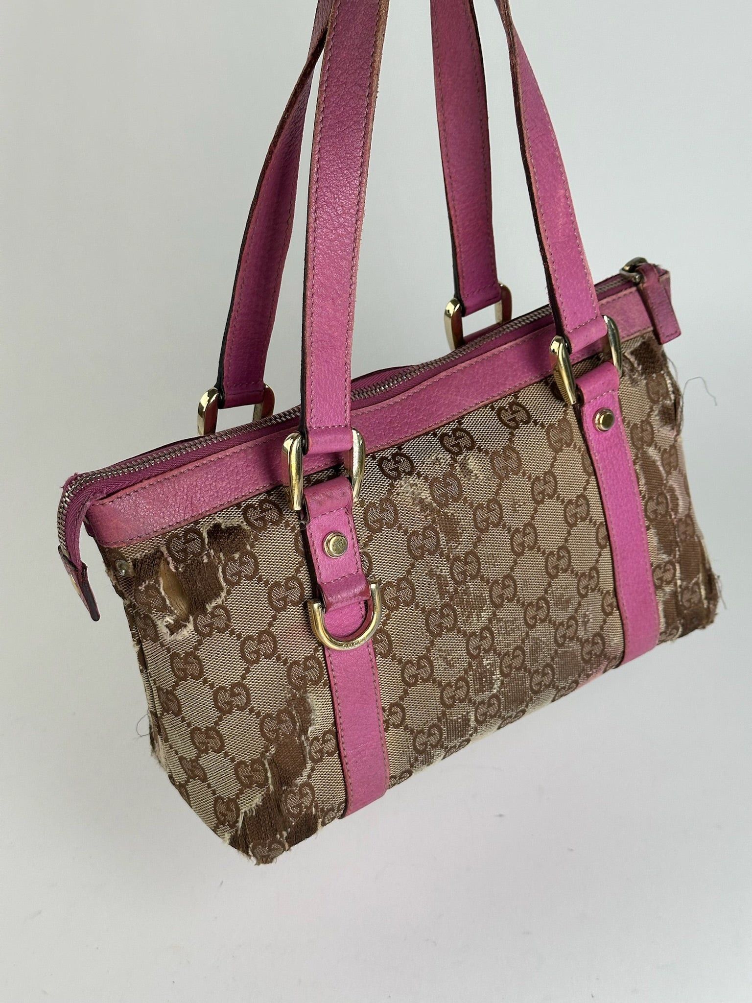 Gucci Vintage Monogram Cotton Bag Beige Purple Size ONE SIZE - 10 Thumbnail
