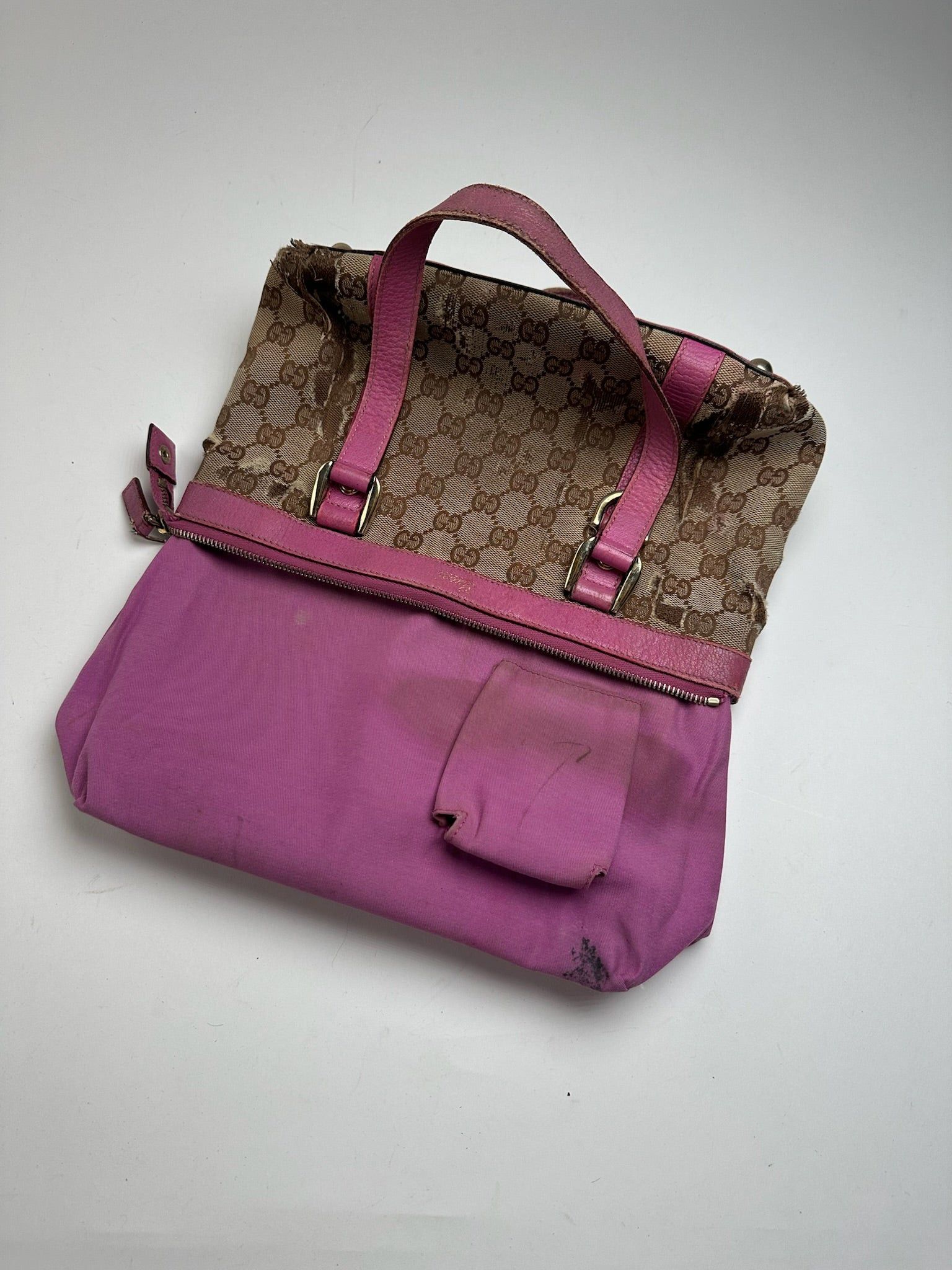 Gucci Vintage Monogram Cotton Bag Beige Purple Size ONE SIZE - 5 Thumbnail