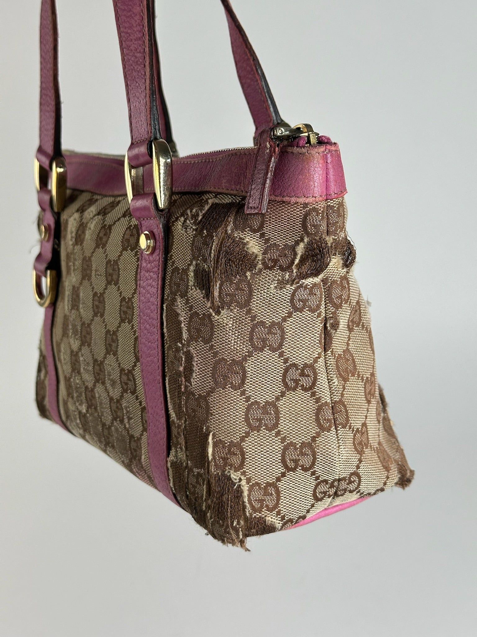 Gucci Vintage Monogram Cotton Bag Beige Purple Size ONE SIZE - 9 Thumbnail