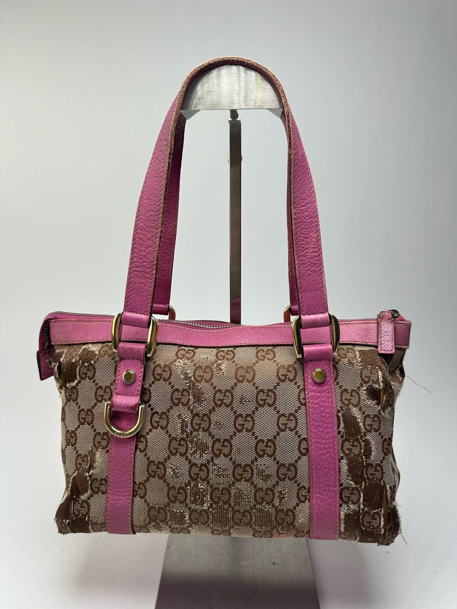 Gucci Vintage Monogram Cotton Bag Beige Purple Size ONE SIZE - 3 Thumbnail