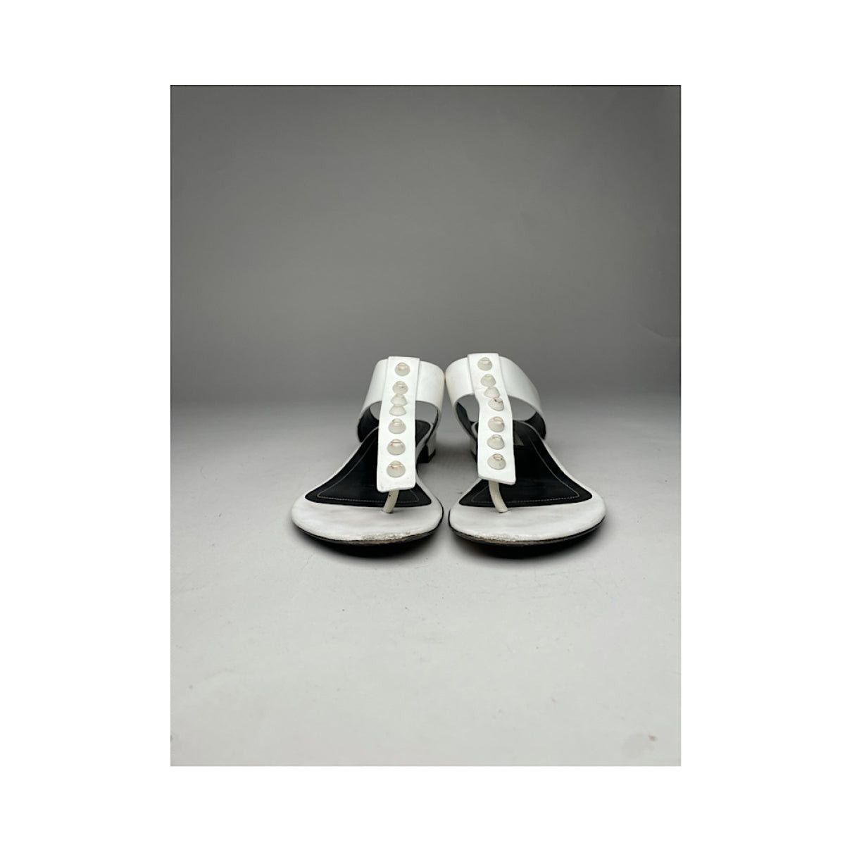 Balenciaga White Patent Leather Sandal Size US 7 / IT 37 - 3 Thumbnail