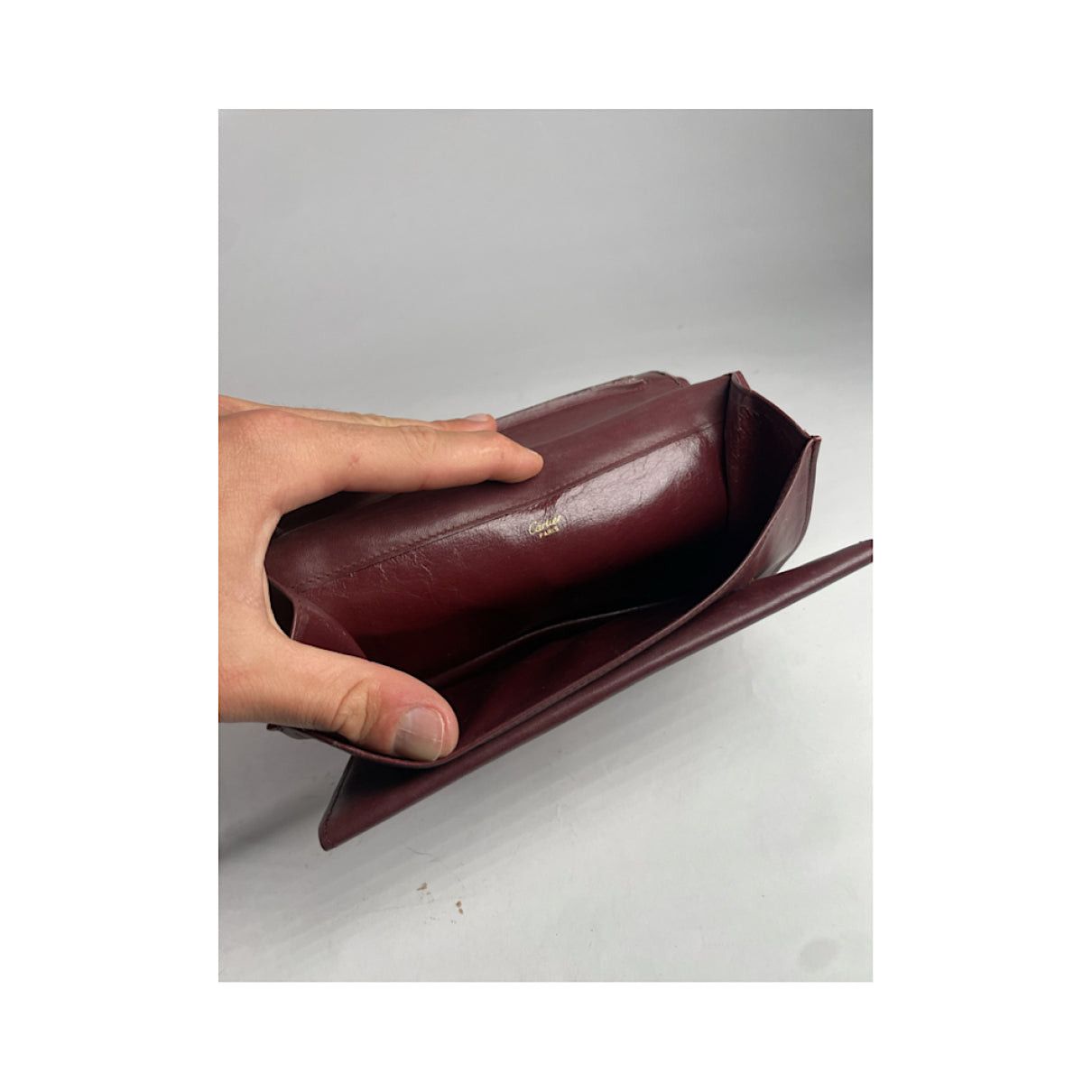 Cartier C Burgundy Patent Leather Clutch Bag Size ONE SIZE - 4 Thumbnail