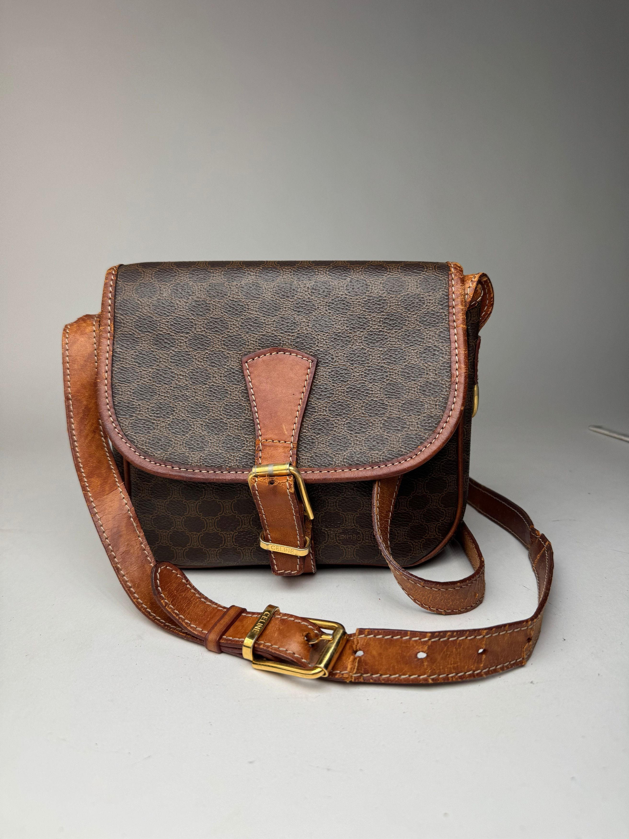 Celine Vintage Monogram Leather crossbody bag brown Size ONE SIZE - 6 Thumbnail