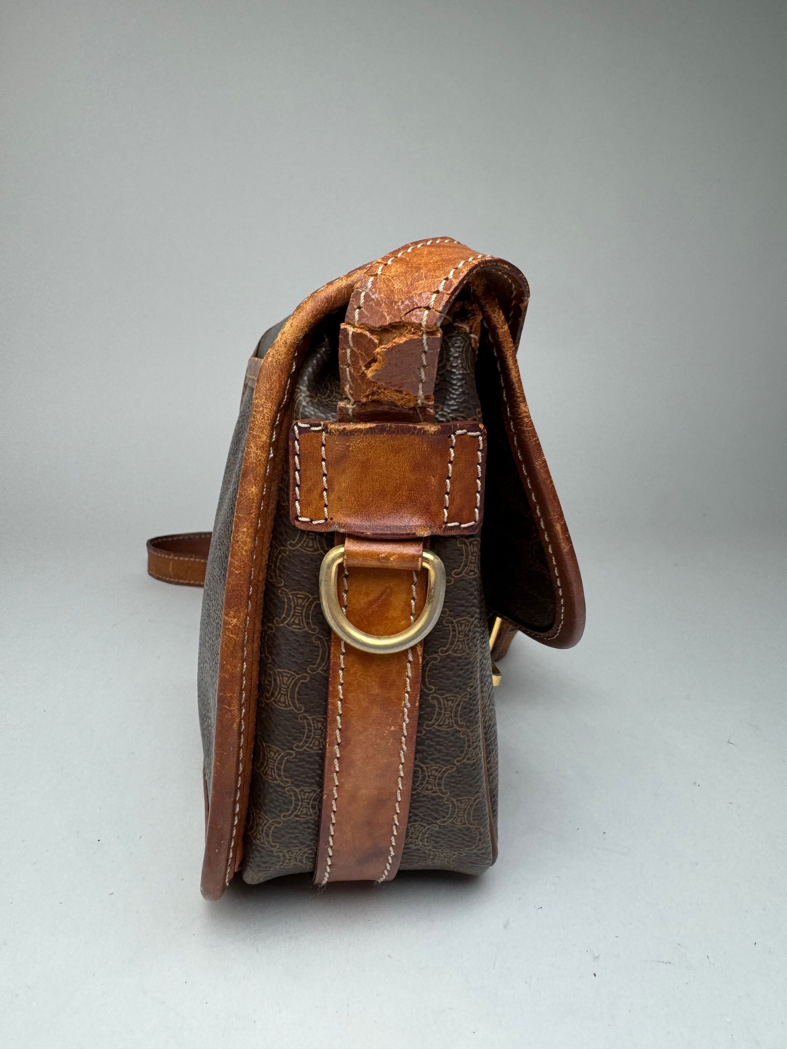 Celine Vintage Monogram Leather crossbody bag brown Size ONE SIZE - 8 Thumbnail