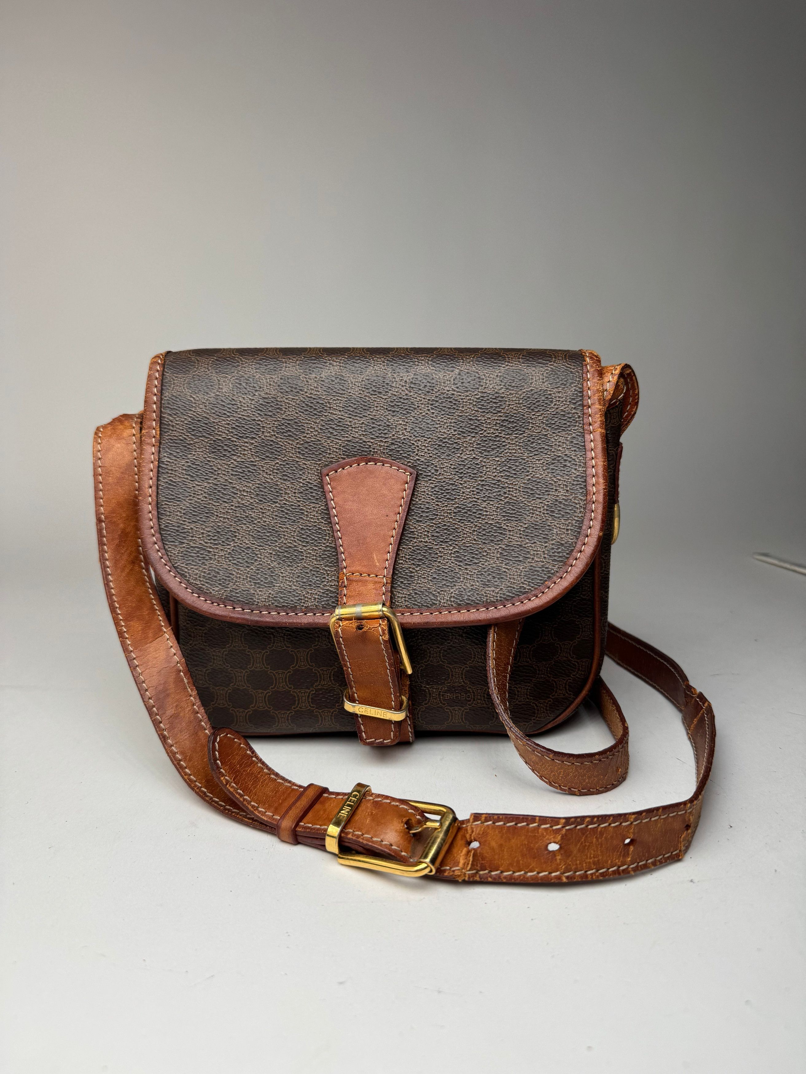 Celine Vintage Monogram Leather crossbody bag brown Size ONE SIZE - 15 Thumbnail