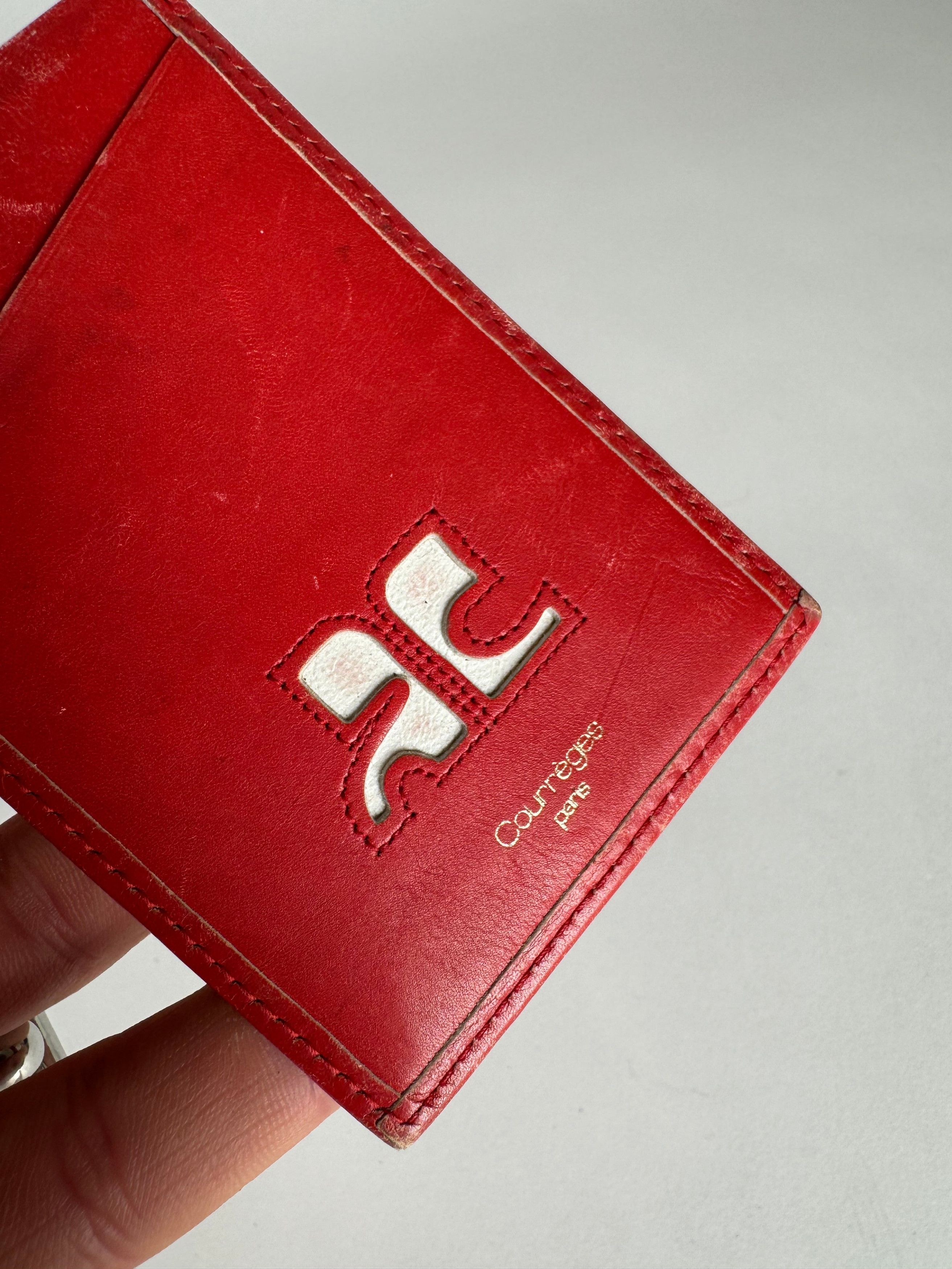 Courreges Vintage Paris Leather Card Holder Red Size ONE SIZE - 8 Thumbnail