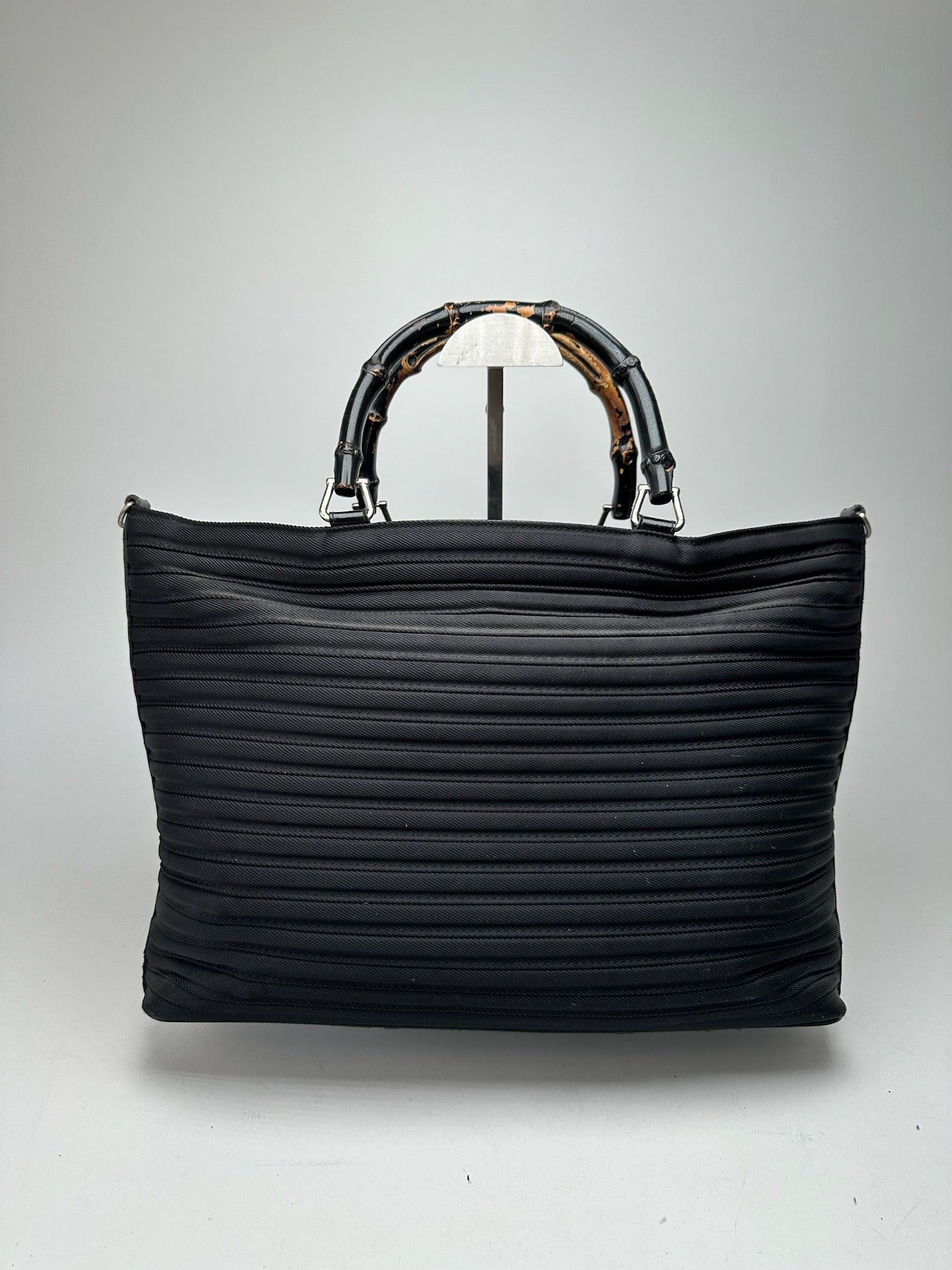 Gucci Vintage Bamboo Top Handle Canvas Bag black Size ONE SIZE - 3 Thumbnail