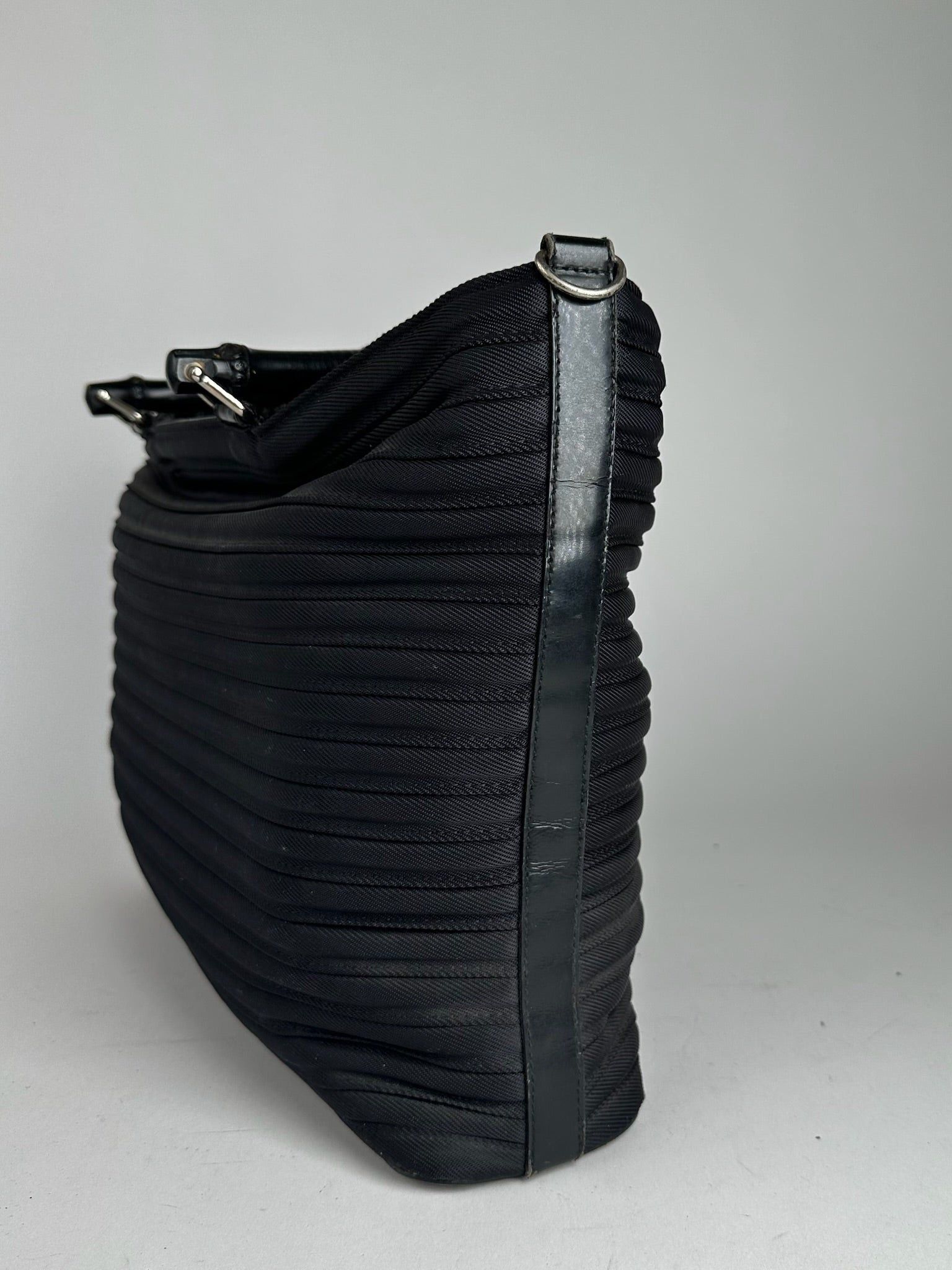 Gucci Vintage Bamboo Top Handle Canvas Bag black Size ONE SIZE - 12 Thumbnail