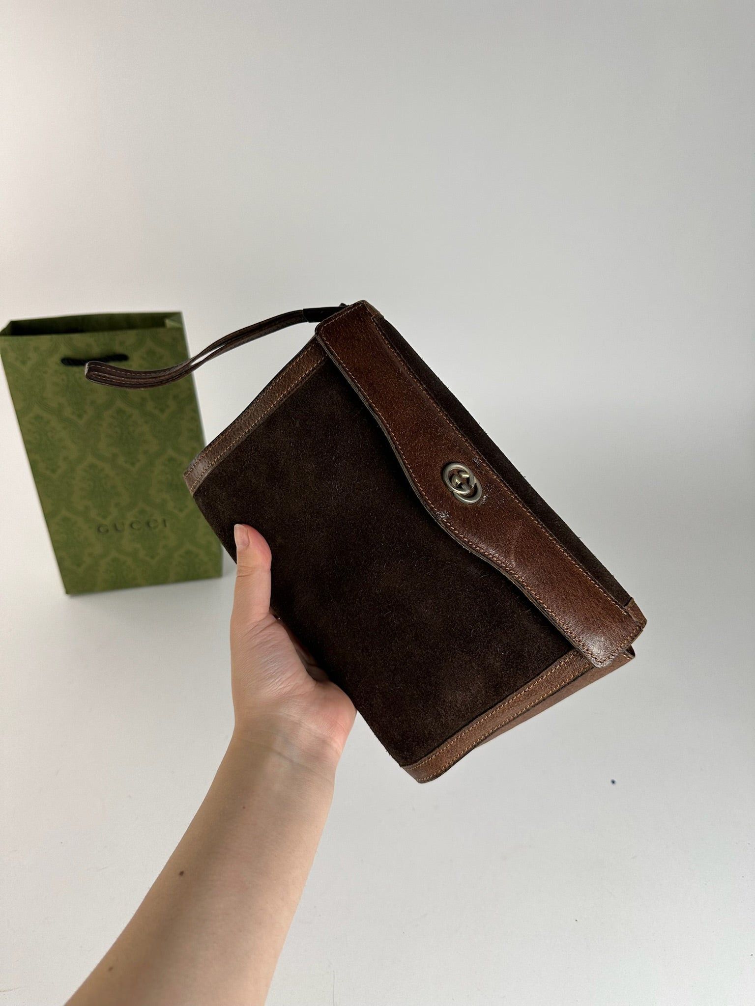Gucci Vintage Leather Clutch brown Size ONE SIZE - 14 Thumbnail