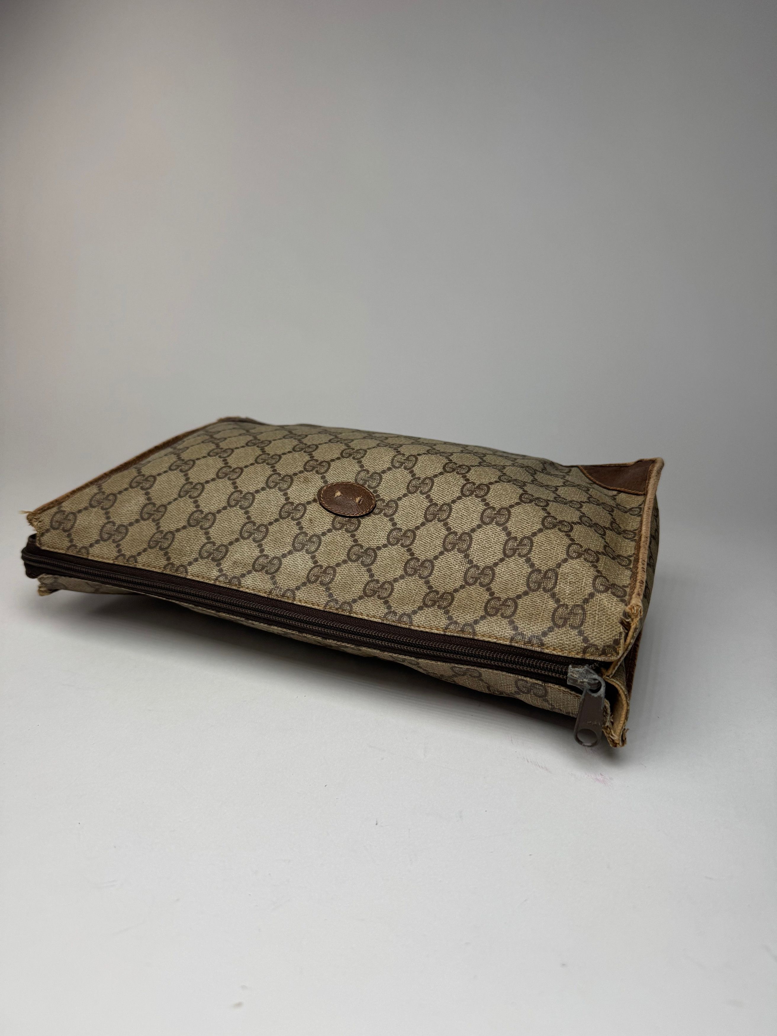 Gucci Vintage Ophidia monogram leather clutch brown grey Size ONE SIZE - 11 Thumbnail