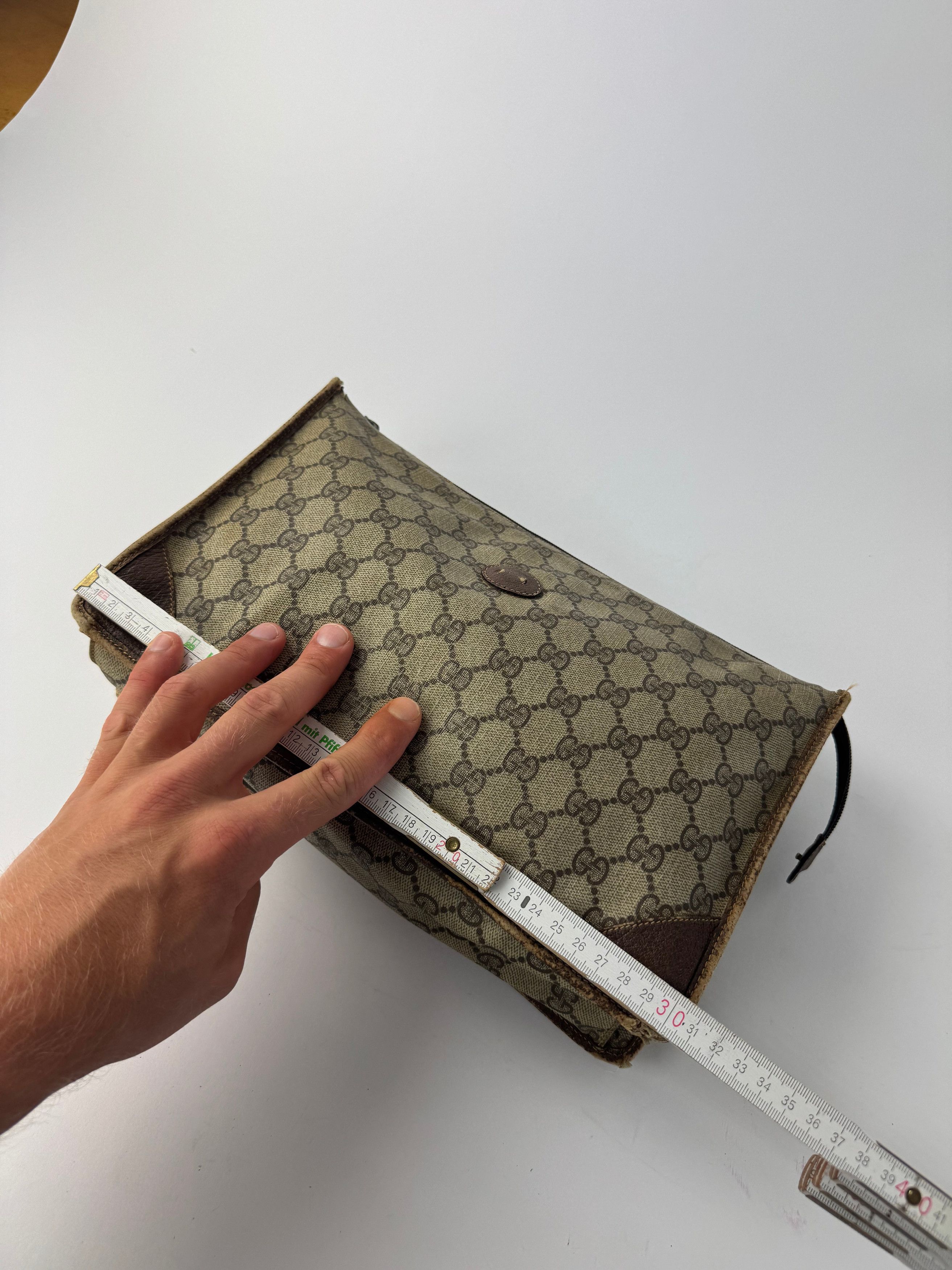 Gucci Vintage Ophidia monogram leather clutch brown grey Size ONE SIZE - 13 Thumbnail