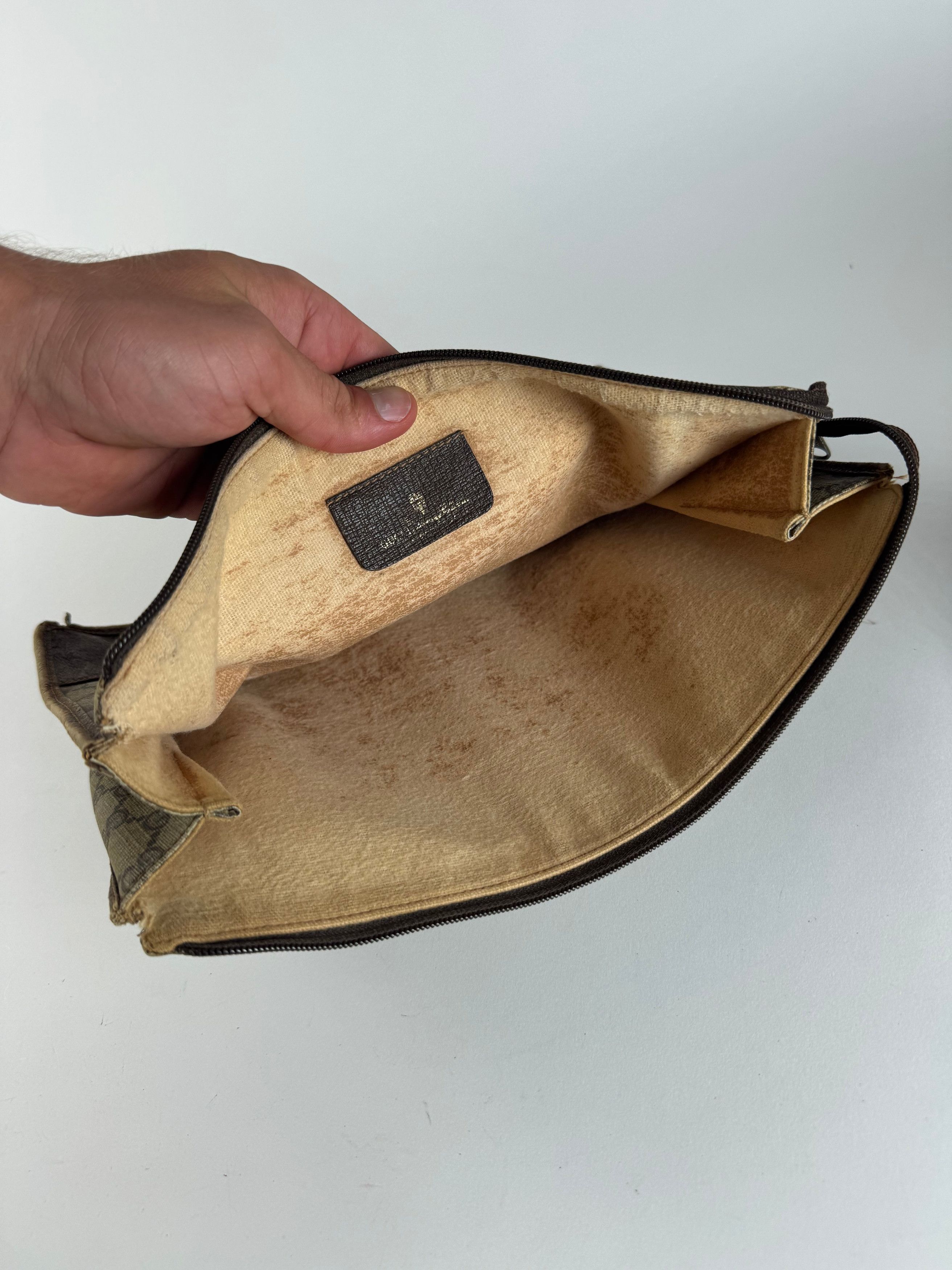 Gucci Vintage Ophidia monogram leather clutch brown grey Size ONE SIZE - 5 Thumbnail