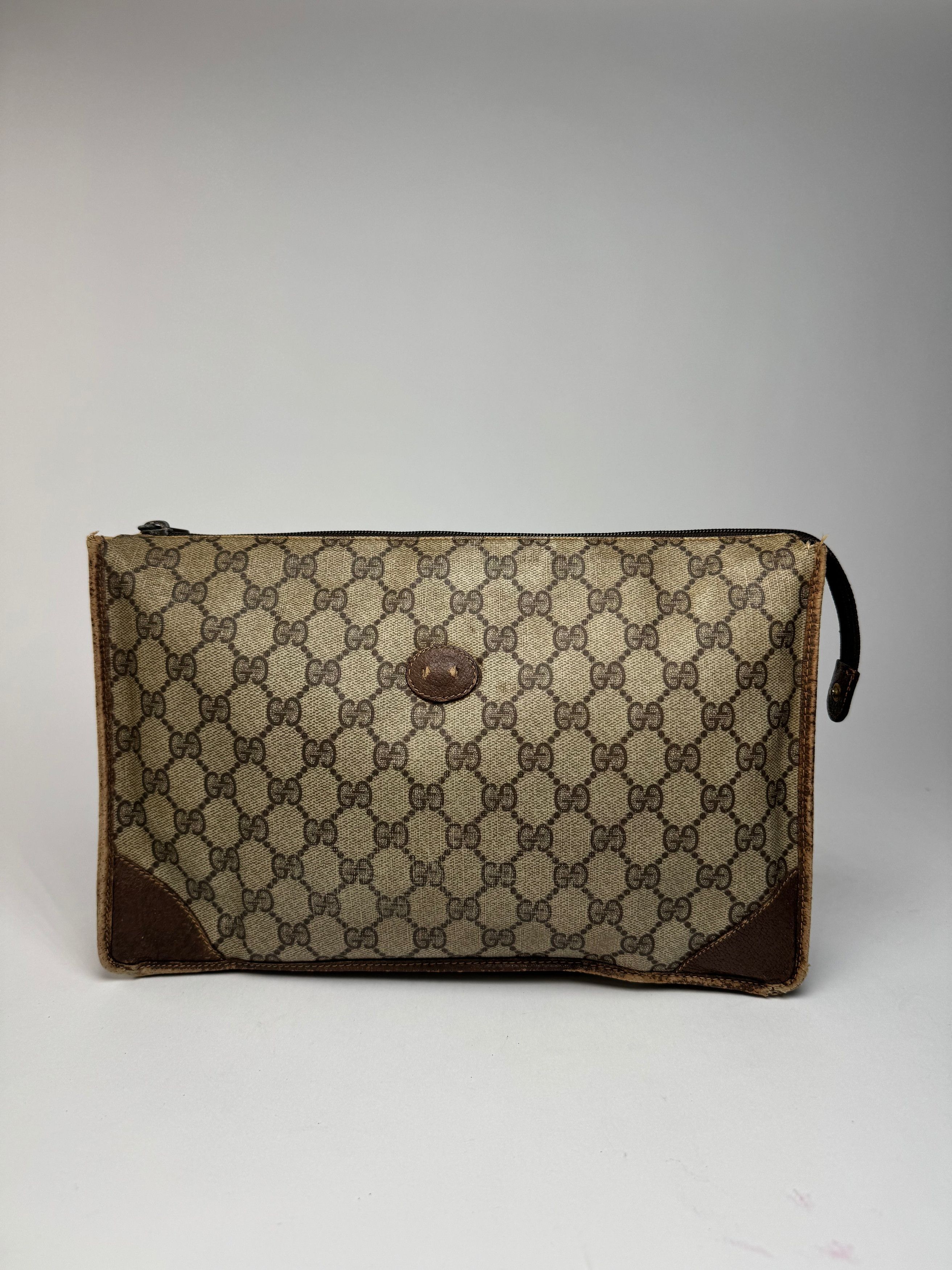 Gucci Vintage Ophidia monogram leather clutch brown grey Size ONE SIZE - 15 Thumbnail