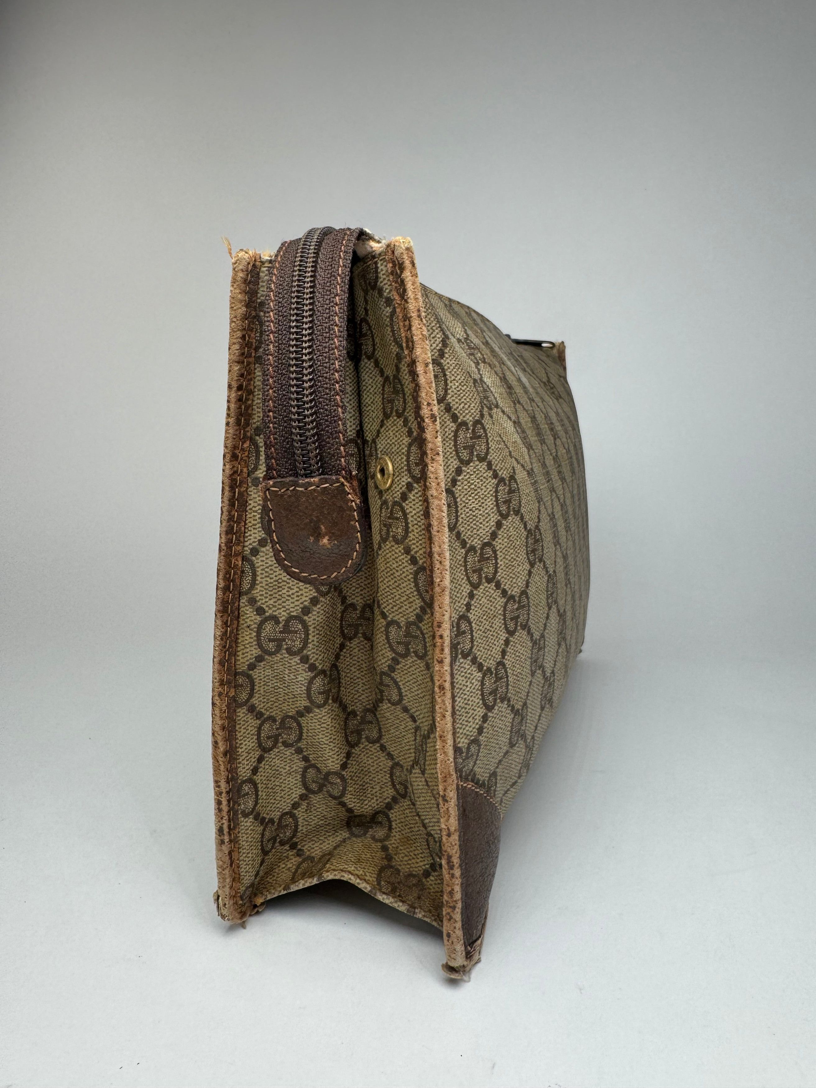 Gucci Vintage Ophidia monogram leather clutch brown grey Size ONE SIZE - 3 Thumbnail