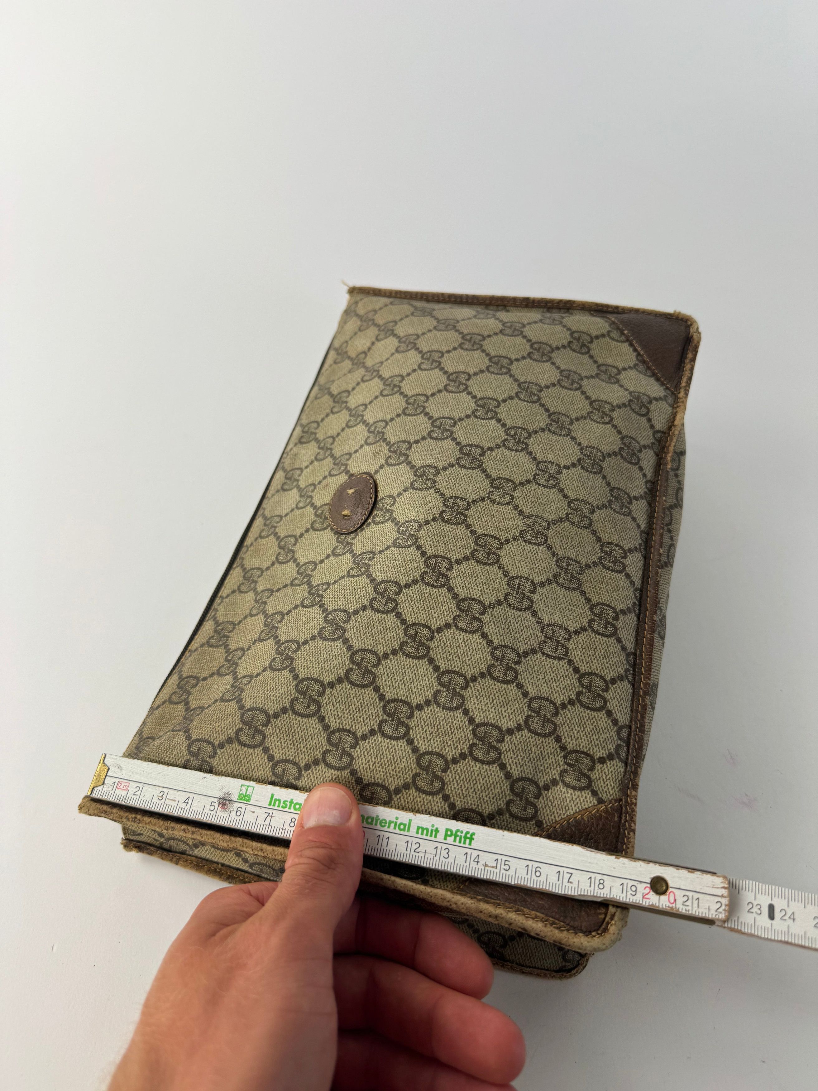 Gucci Vintage Ophidia monogram leather clutch brown grey Size ONE SIZE - 14 Thumbnail