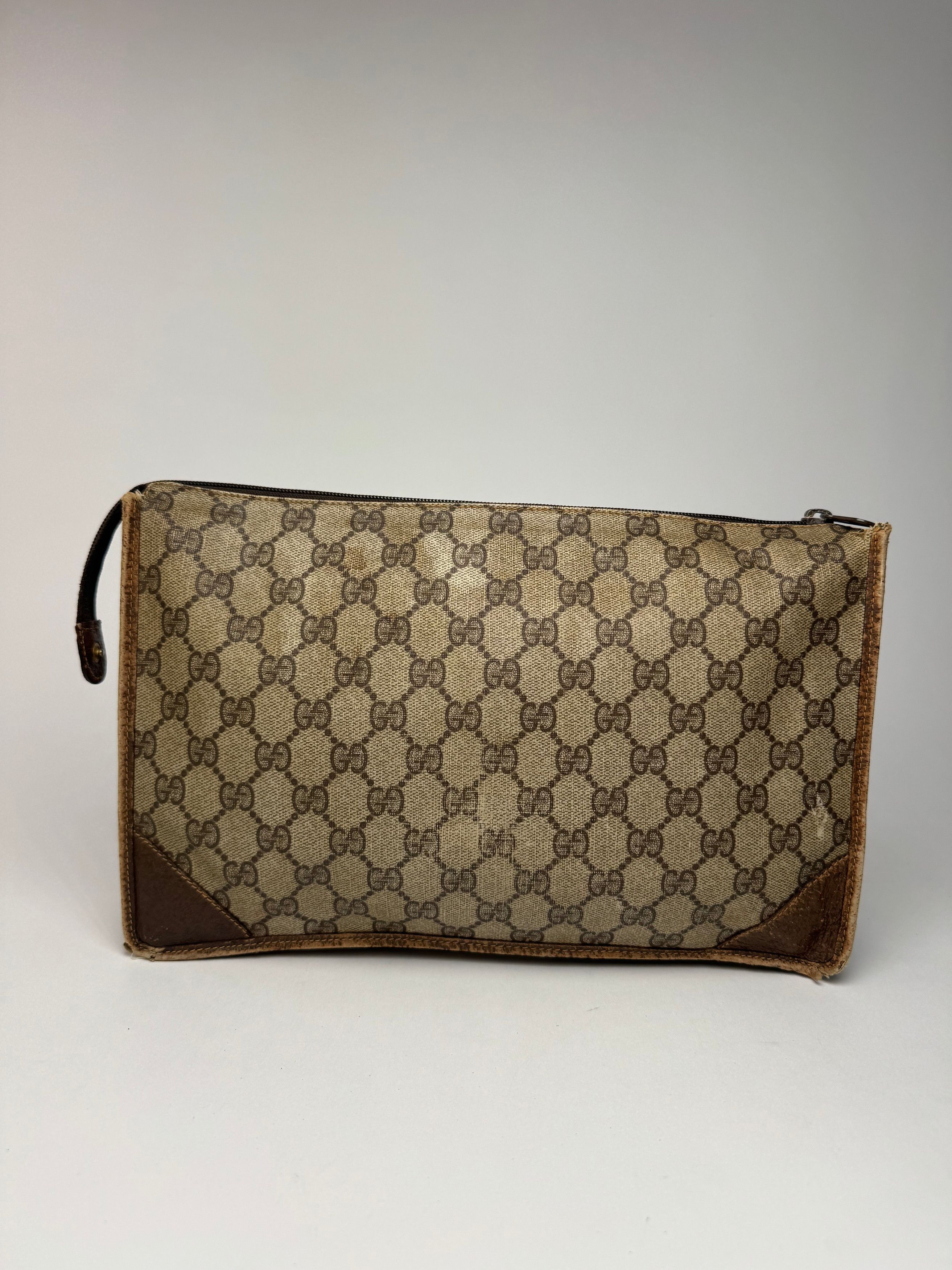 Gucci Vintage Ophidia monogram leather clutch brown grey Size ONE SIZE - 9 Thumbnail