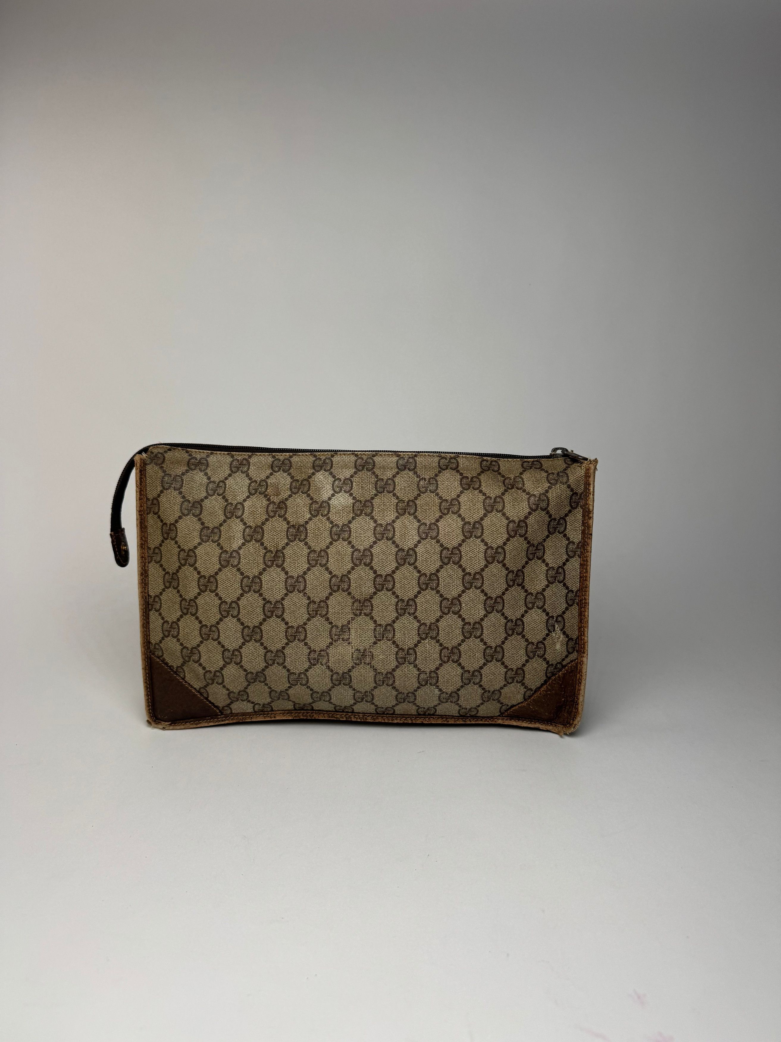 Gucci Vintage Ophidia monogram leather clutch brown grey Size ONE SIZE - 4 Thumbnail