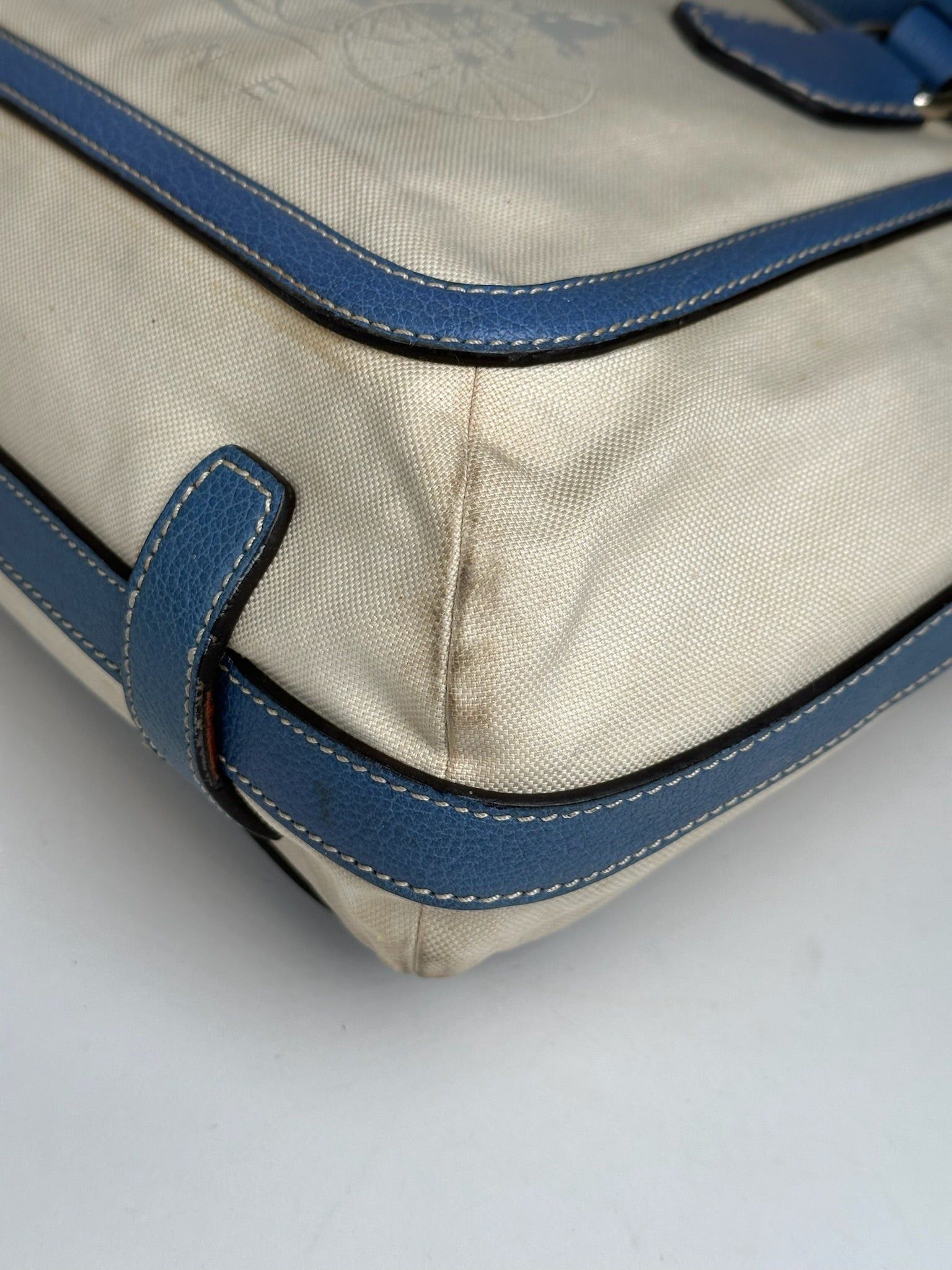 Celine Vintage Céline Paris Canvas Leather Bag Blue Beige Size ONE SIZE - 10 Thumbnail