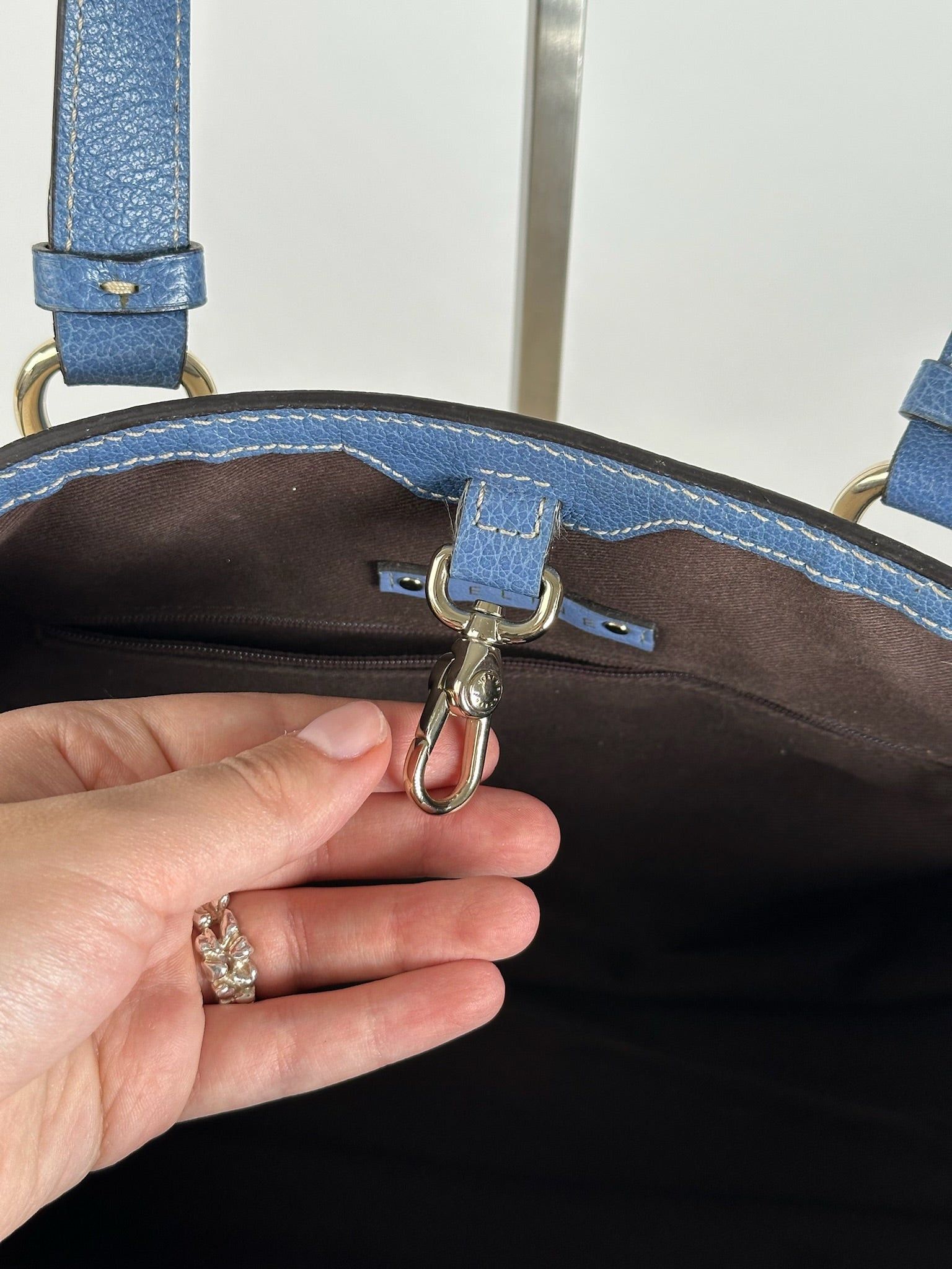 Celine Vintage Céline Paris Canvas Leather Bag Blue Beige Size ONE SIZE - 5 Thumbnail