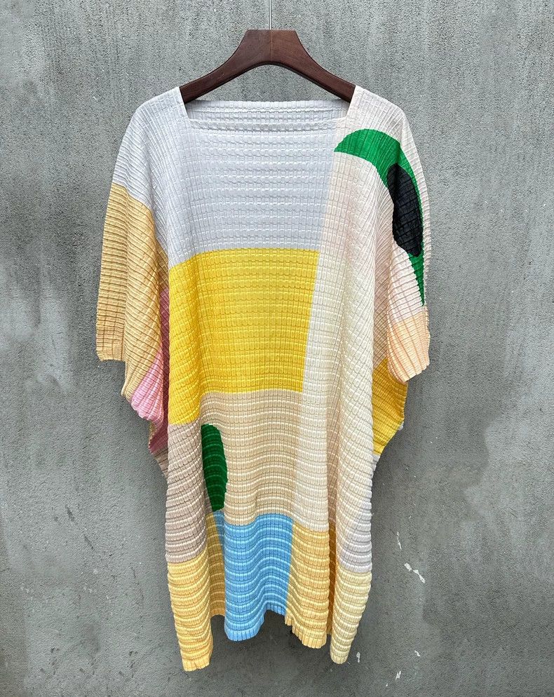 Issey Miyake Issey Miyake Pleated Color Block Dress - dmc Size US 38 / EU 54 - 2 Thumbnail