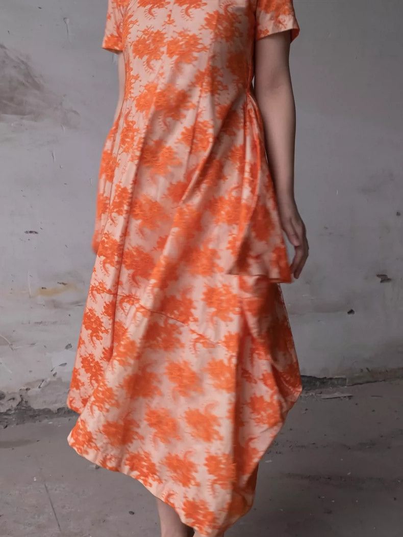 Comme des Garcons COMME des GARCONS Orange Embroidered Dress - dmc Size US 30 / EU 46 - 6 Thumbnail