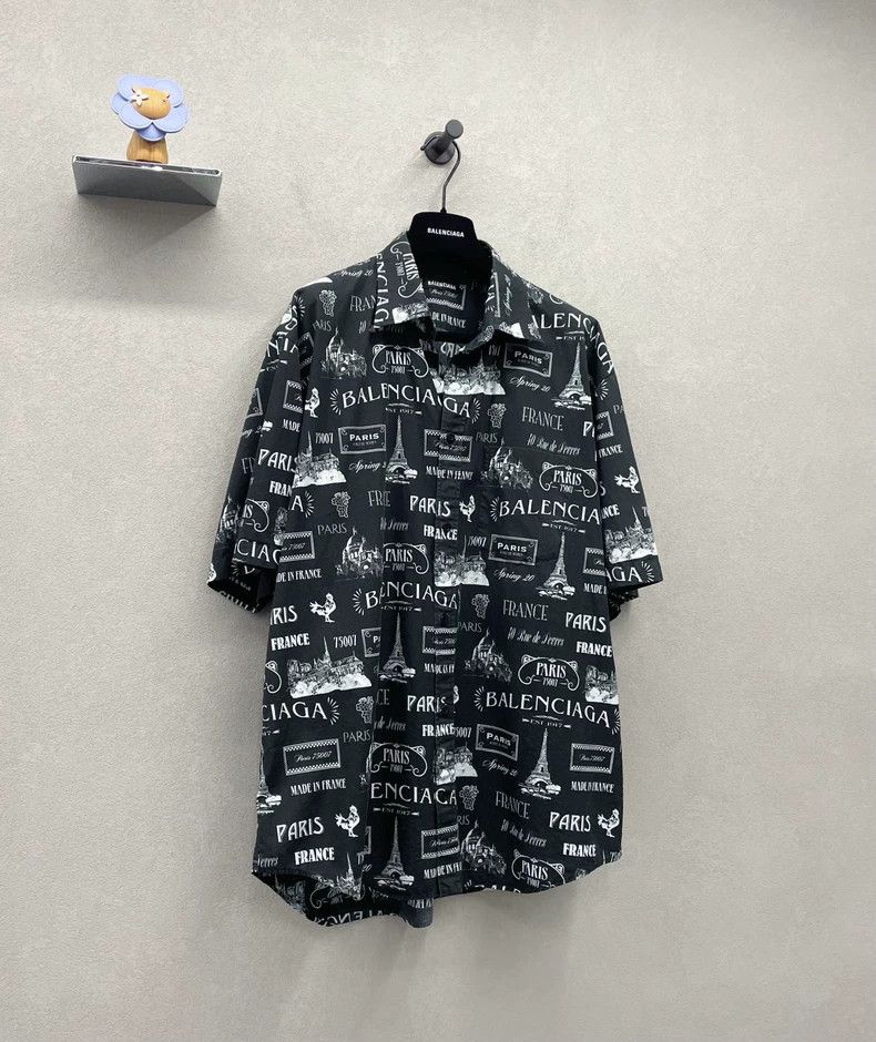 Balenciaga Balenciaga Paris Print Short Sleeve Shirt - dmc Size US M / EU 48-50 / 2 - 3 Thumbnail