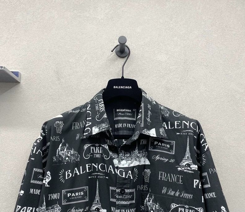 Balenciaga Balenciaga Paris Print Short Sleeve Shirt - dmc Size US M / EU 48-50 / 2 - 4 Thumbnail