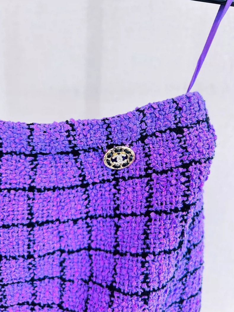 Chanel Chanel 22 Purple Checkered Skirt - dmc Size US 30 / EU 46 - 2 Thumbnail