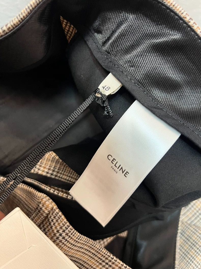 Celine Celine Beige Plaid Wool Flared Trousers - dmc Size US 38 / EU 54 - 4 Thumbnail