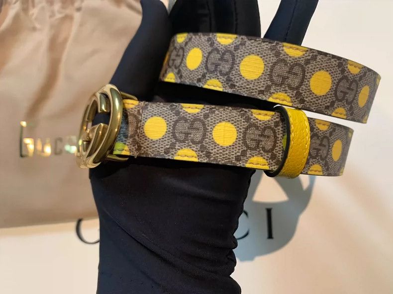 Gucci Gucci Polka Dot Print Leather Belt - dmc Size ONE SIZE - 3 Thumbnail