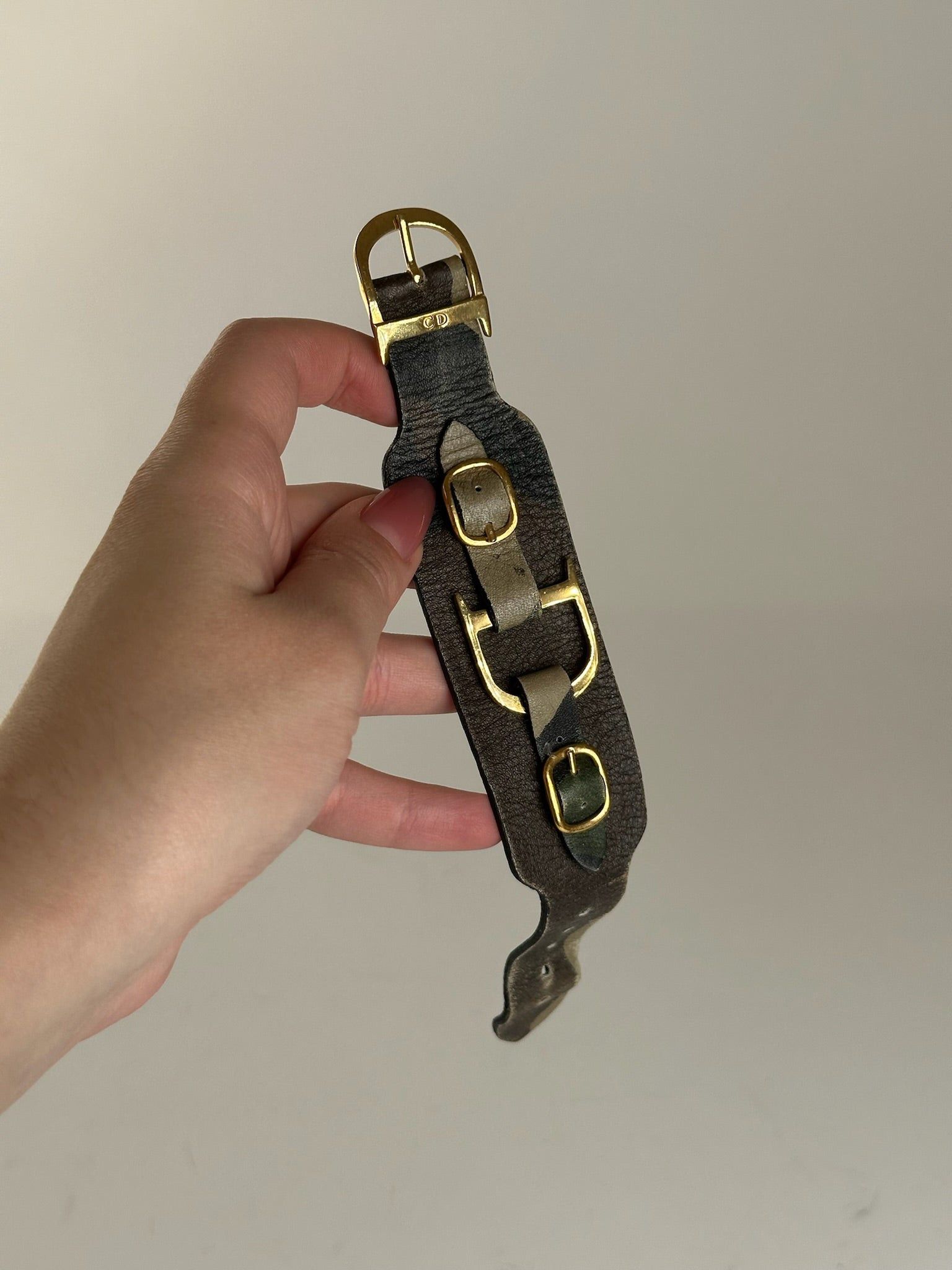 Dior Vintage Leather bracelet Black red Size ONE SIZE - 7 Thumbnail
