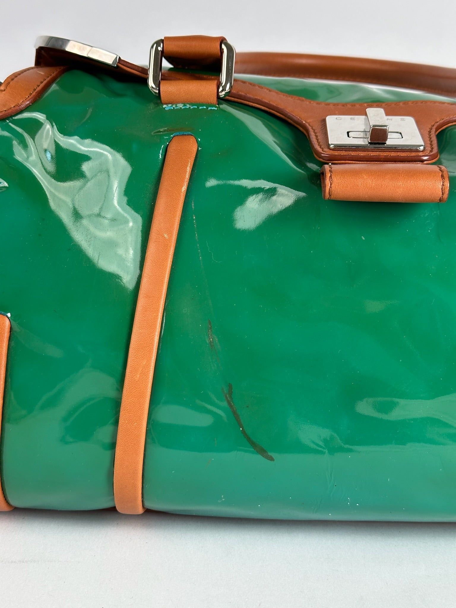 Celine Vintage Paris Patent leather duffel bag green / brown Size ONE SIZE - 10 Thumbnail