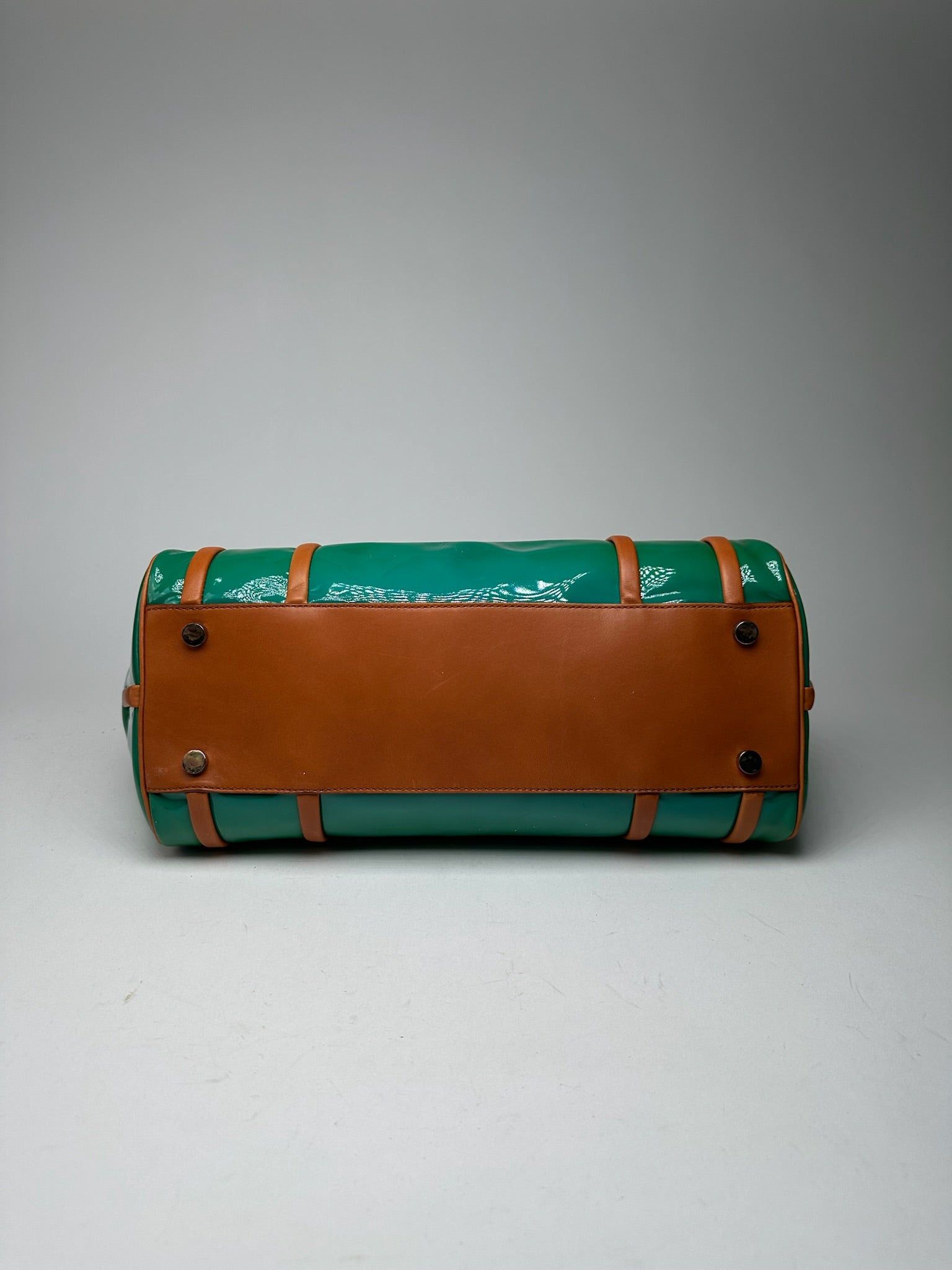 Celine Vintage Paris Patent leather duffel bag green / brown Size ONE SIZE - 8 Thumbnail