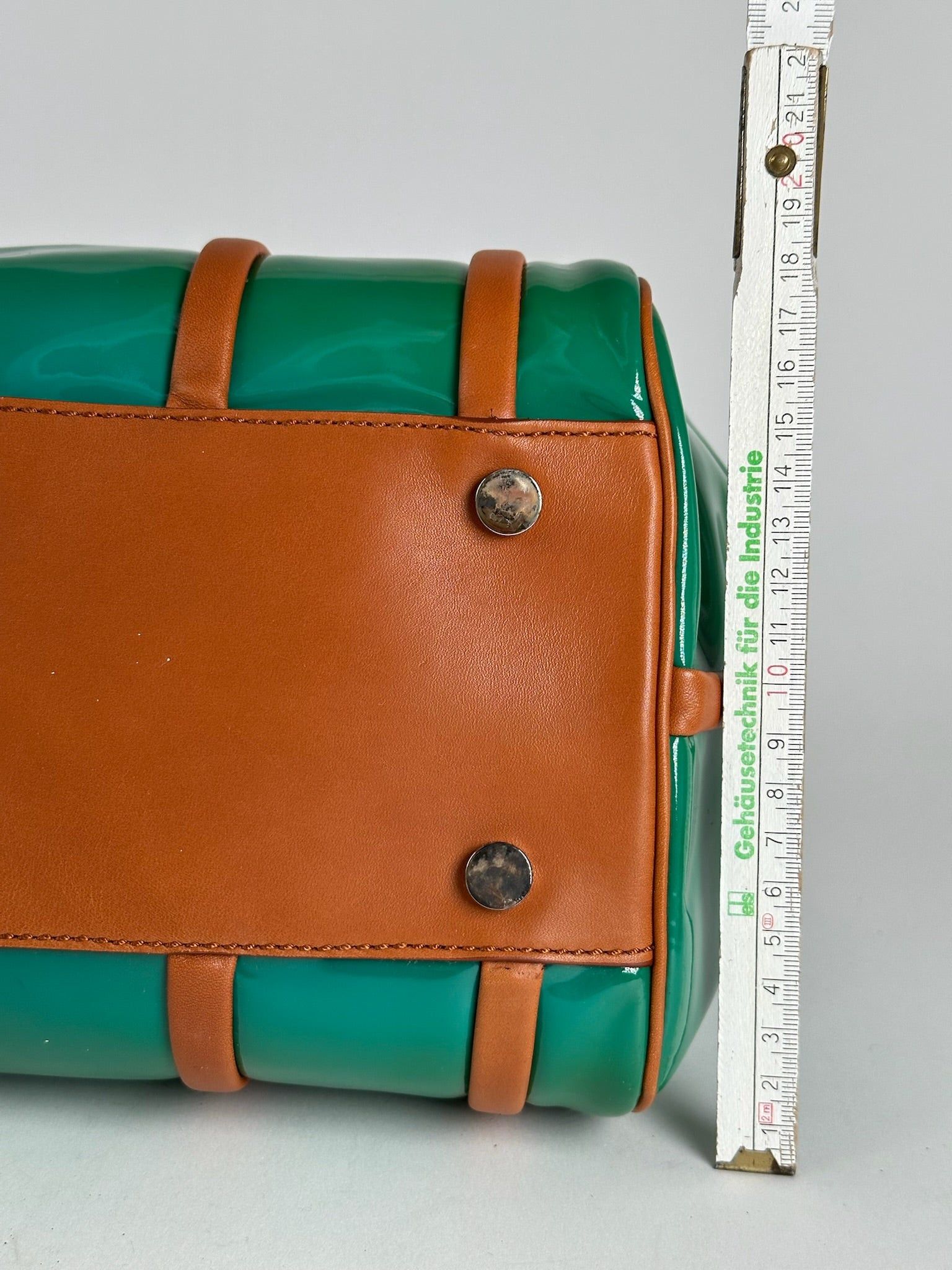 Celine Vintage Paris Patent leather duffel bag green / brown Size ONE SIZE - 7 Thumbnail