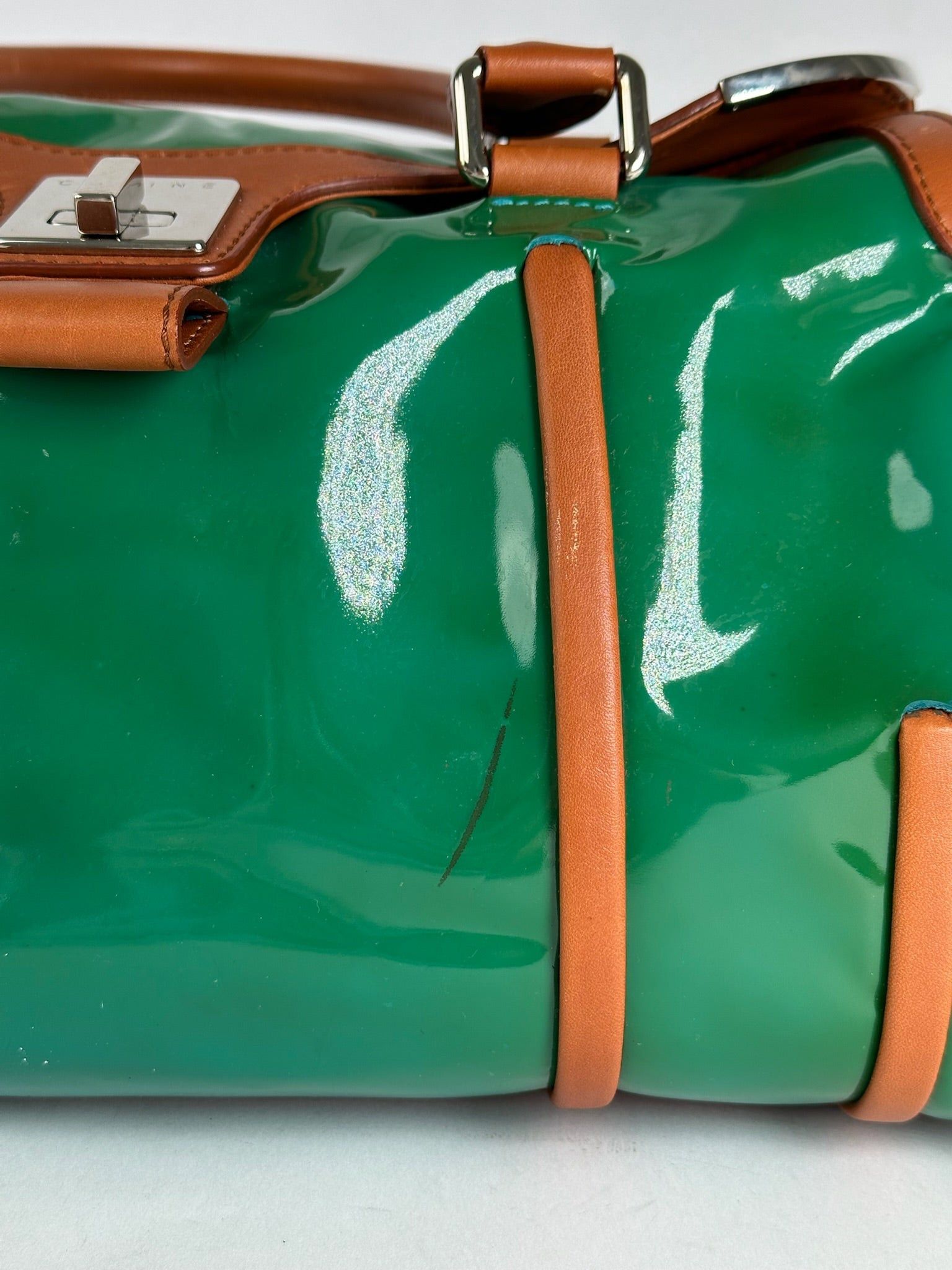 Celine Vintage Paris Patent leather duffel bag green / brown Size ONE SIZE - 9 Thumbnail