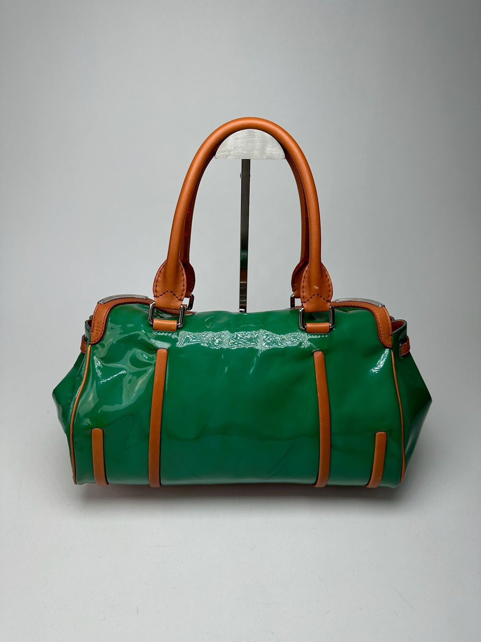 Celine Vintage Paris Patent leather duffel bag green / brown Size ONE SIZE - 2 Thumbnail