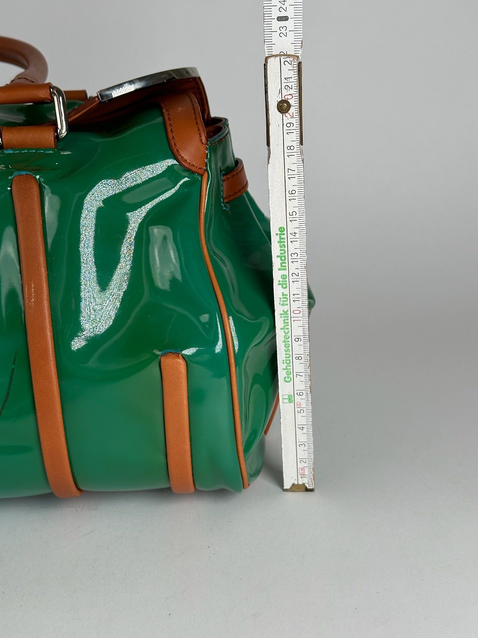Celine Vintage Paris Patent leather duffel bag green / brown Size ONE SIZE - 11 Thumbnail