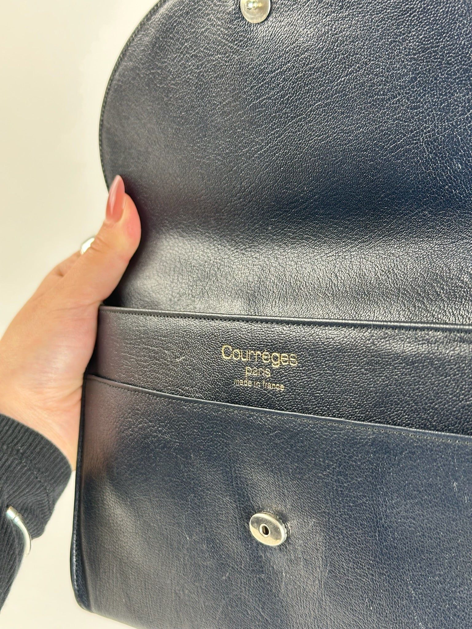Courreges Vintage Paris leather clutch black Size ONE SIZE - 3 Thumbnail