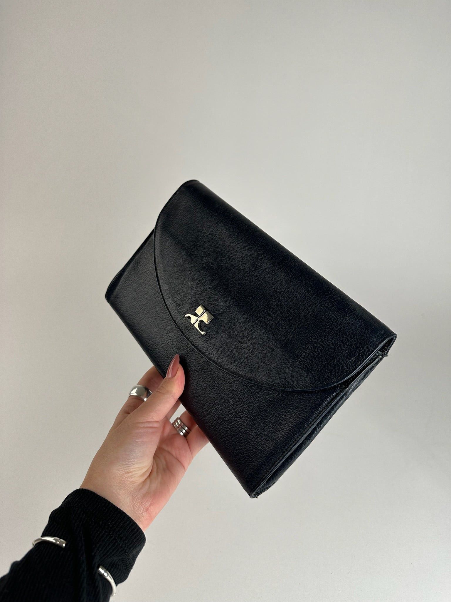 Courreges Vintage Paris leather clutch black Size ONE SIZE - 7 Thumbnail